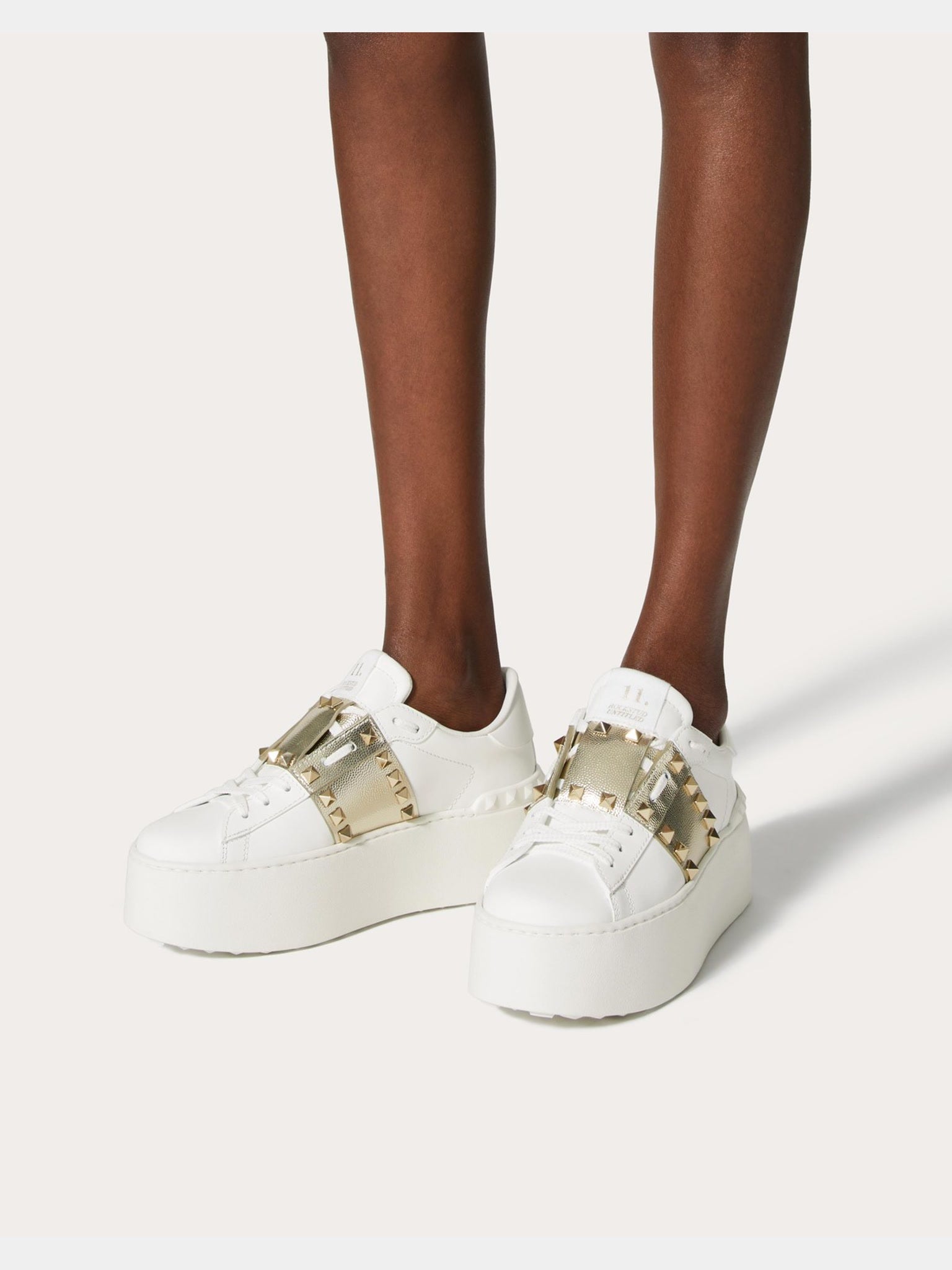 Valentino Sneakers Damskie Biało - Platynowe Flatform RockstudValentino