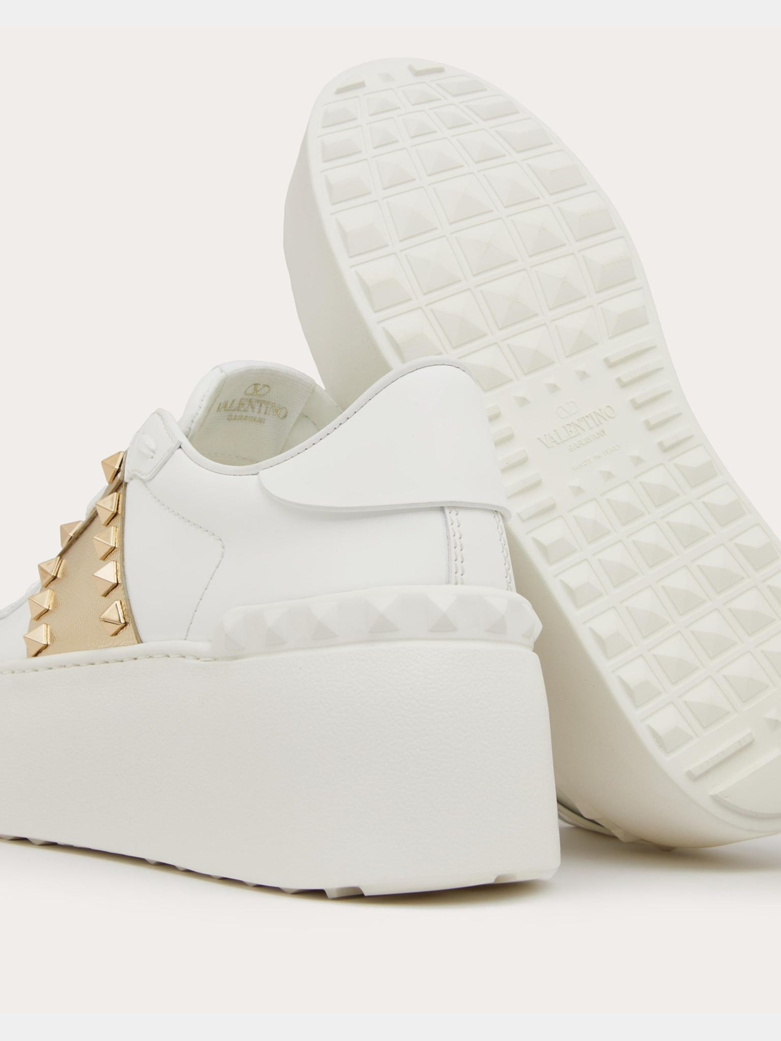 Valentino Sneakers Damskie Biało - Platynowe Flatform RockstudValentino