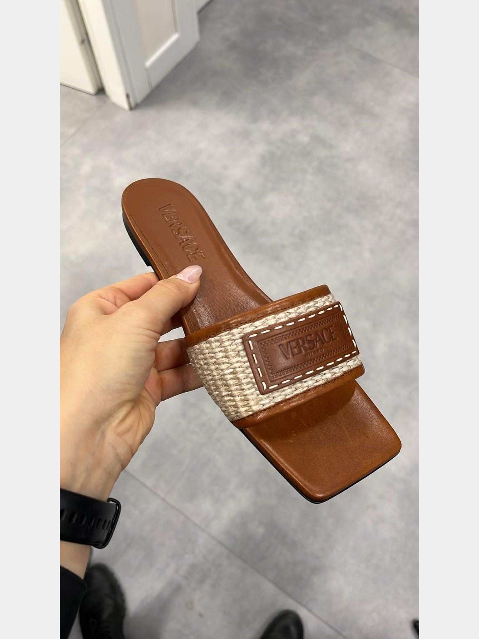 Versace Shoes Rafia+VitelloVersace