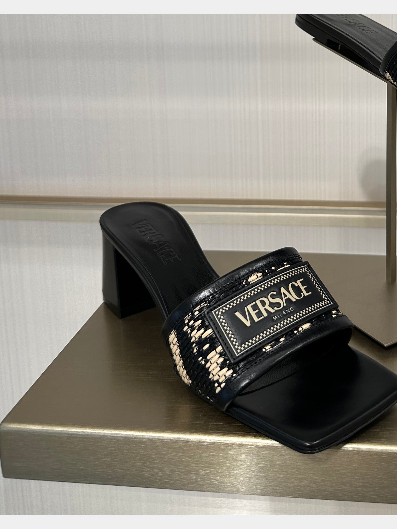 Versace Shoes Tessuto Barocco+VitelloVersace