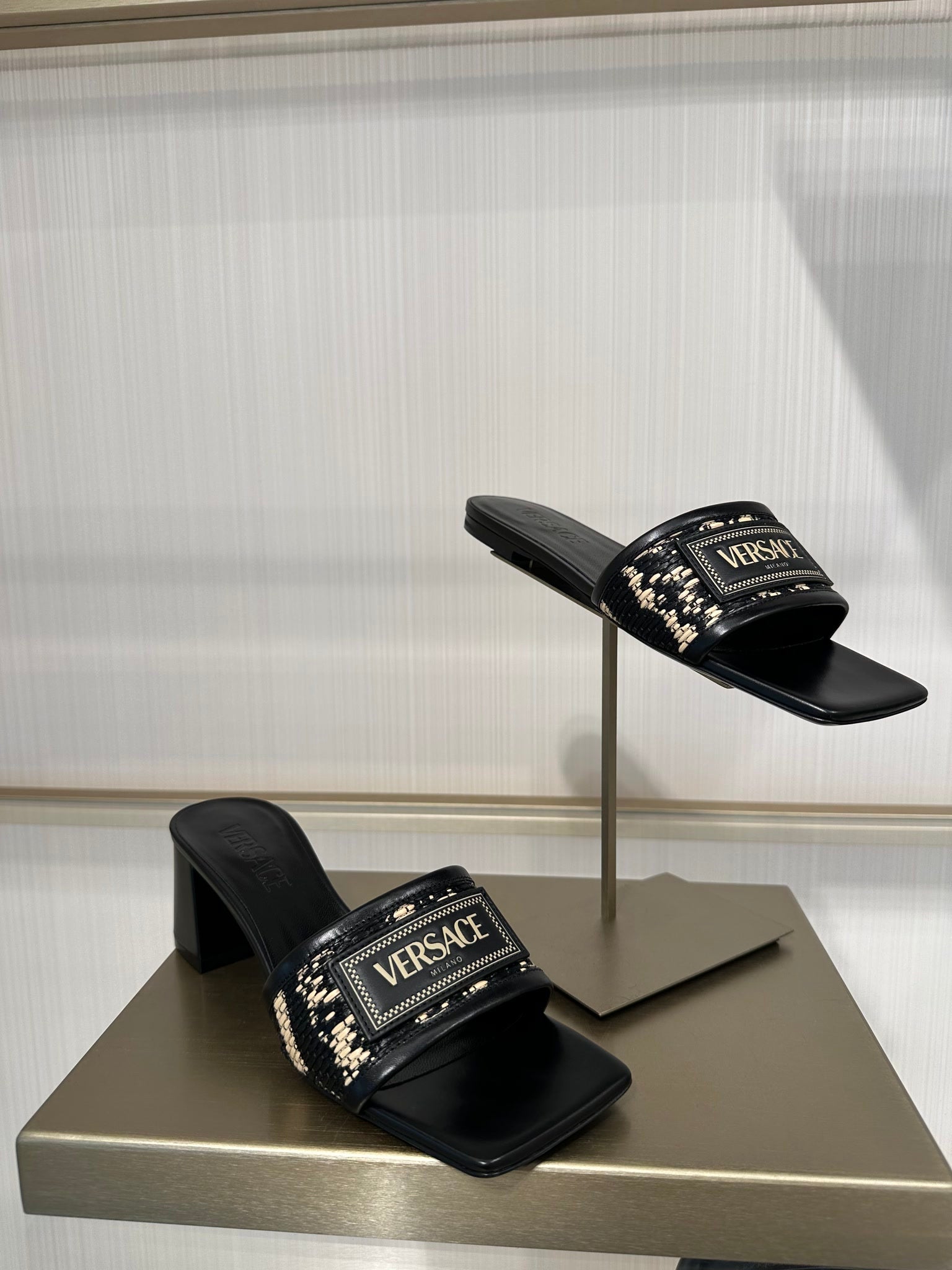 Versace Shoes Tessuto Barocco+VitelloVersace