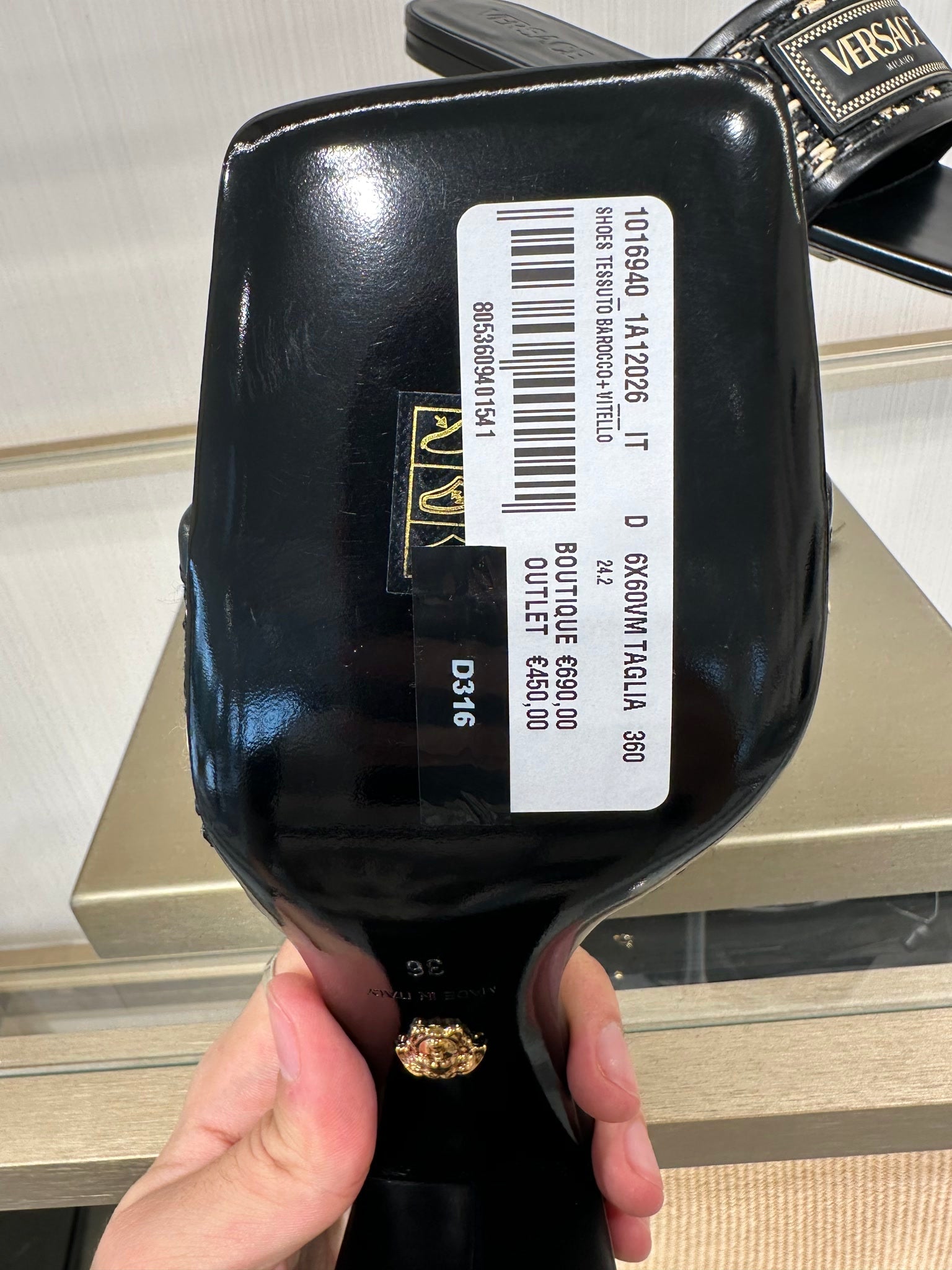 Versace Shoes Tessuto Barocco+VitelloVersace