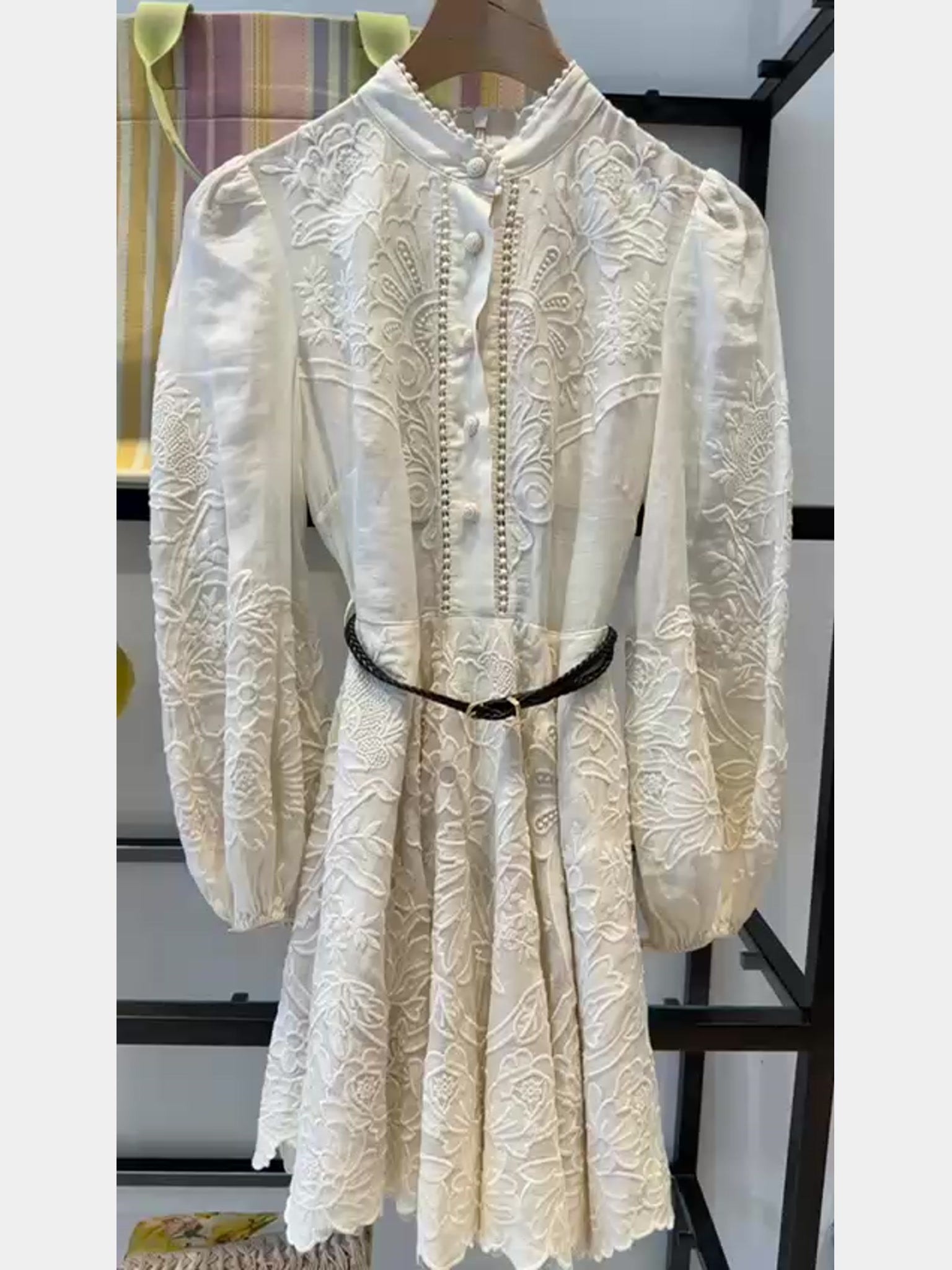 ZIMMERMANN Belted embroidered linen - gauze mini dressZimmermann