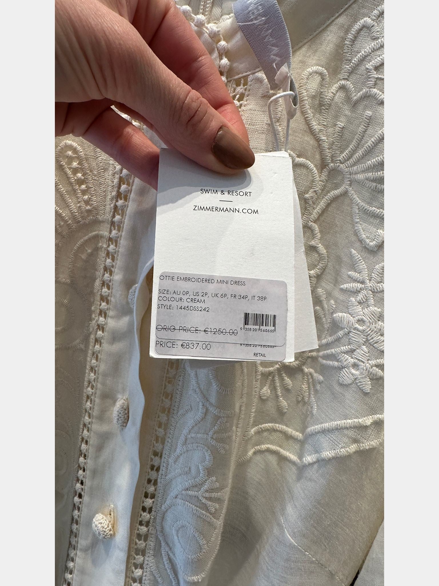 ZIMMERMANN Belted embroidered linen - gauze mini dressZimmermann