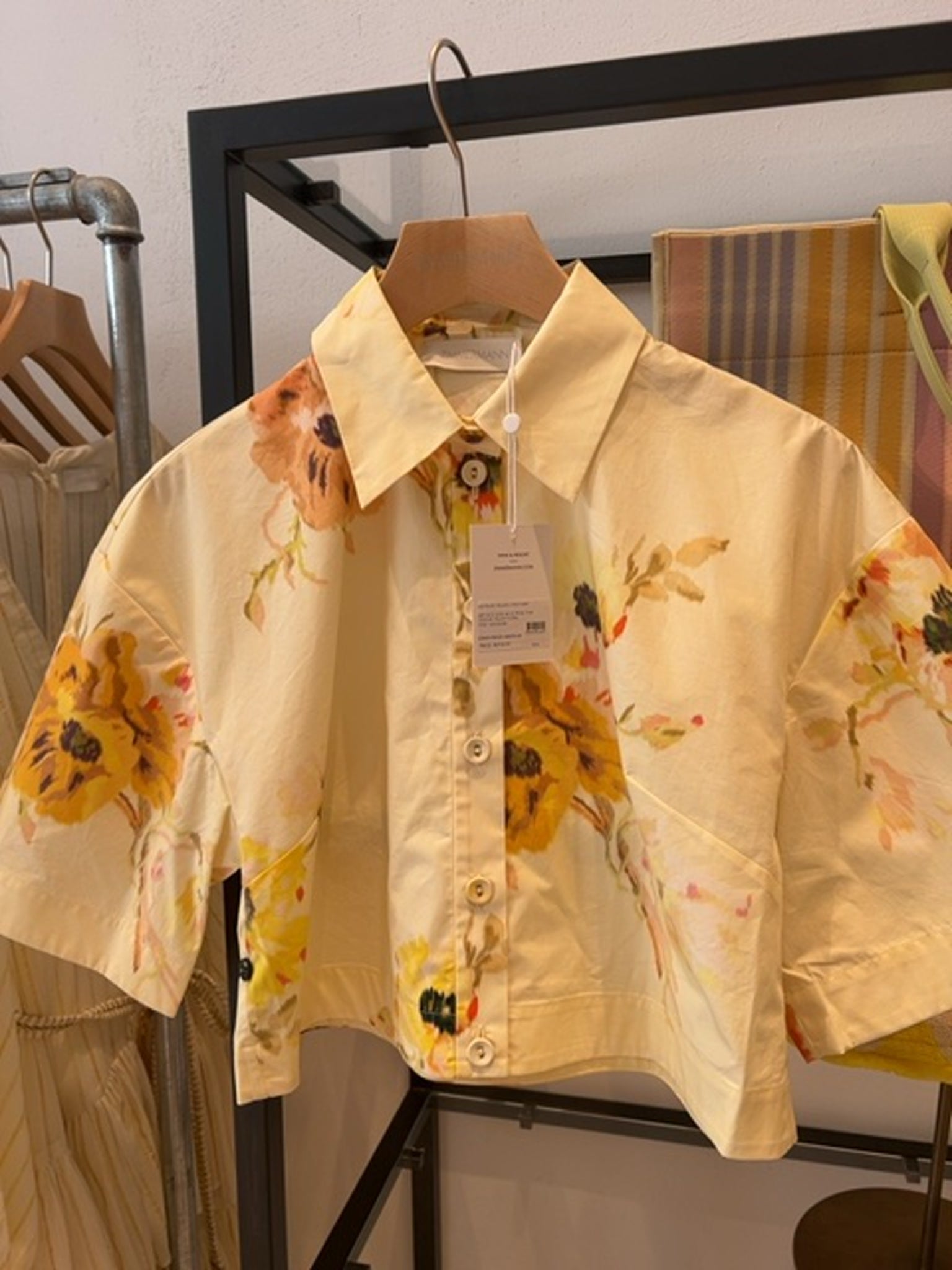 ZIMMERMANN Damska Koszula Lightburst Relaxed Crop Yellow FloralZimmermann