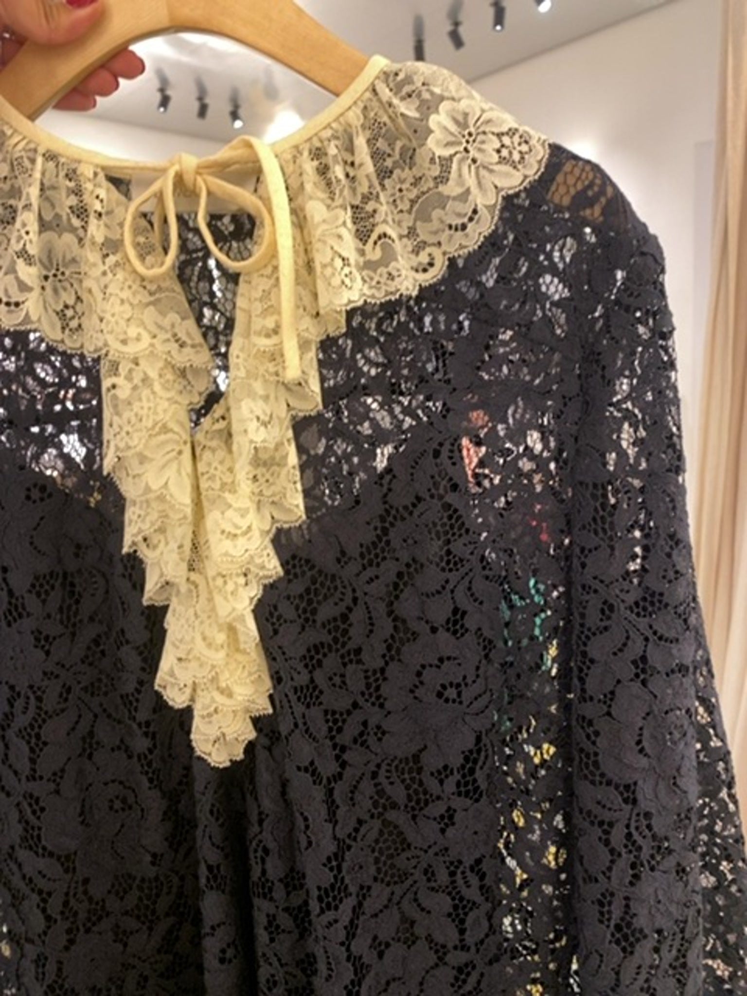ZIMMERMANN Damska Sukienka Czarna/Kremowa Eden Lace Frill Mini DressZimmermann