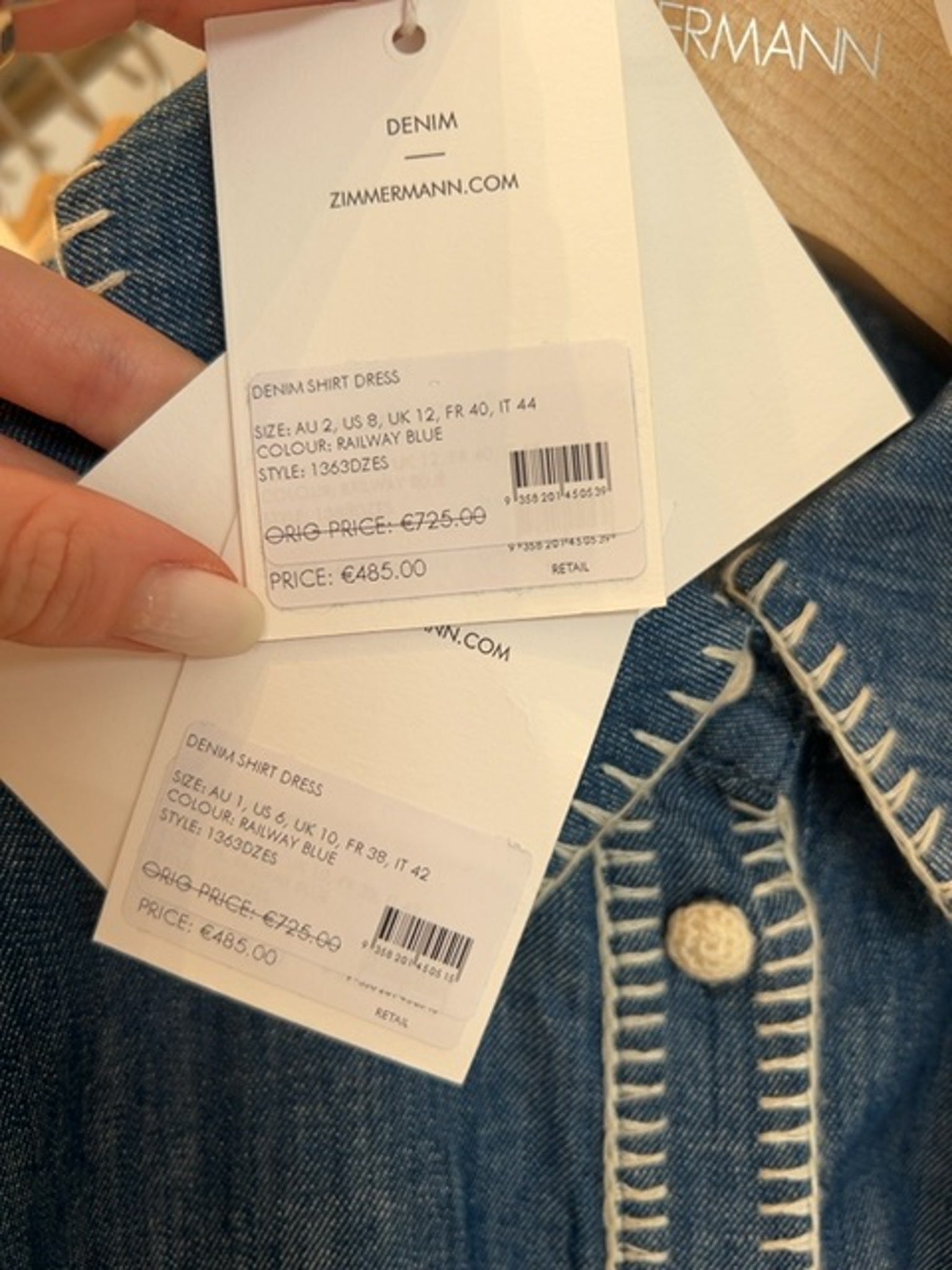 ZIMMERMANN Damska Sukienka Denim NiebieskaZimmermann