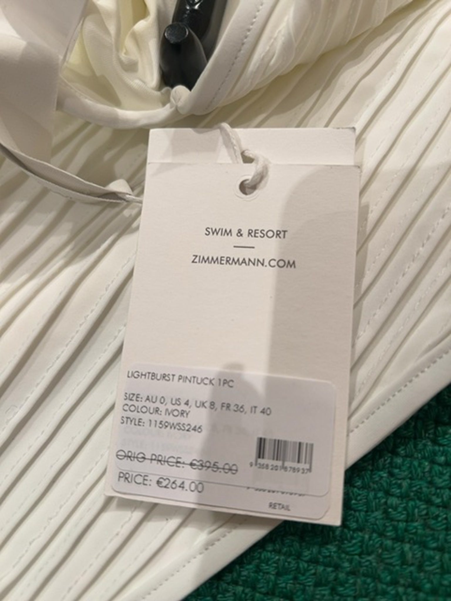 ZIMMERMANN Damski Strój Kąpielowy Ivory Lightburst Pintuck 1159WSS246Zimmermann