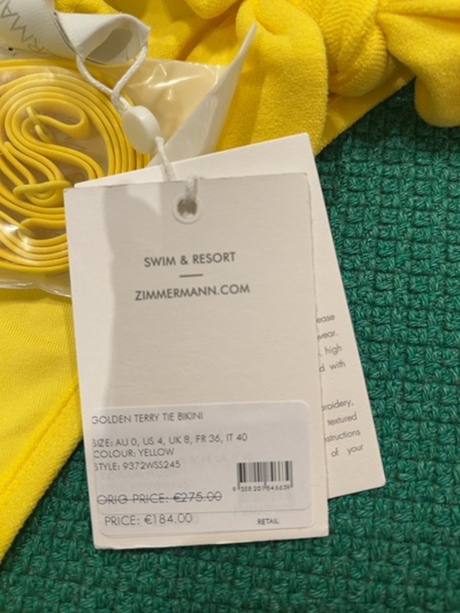 ZIMMERMANN Damskie Bikini Złote Terry TieZimmermann