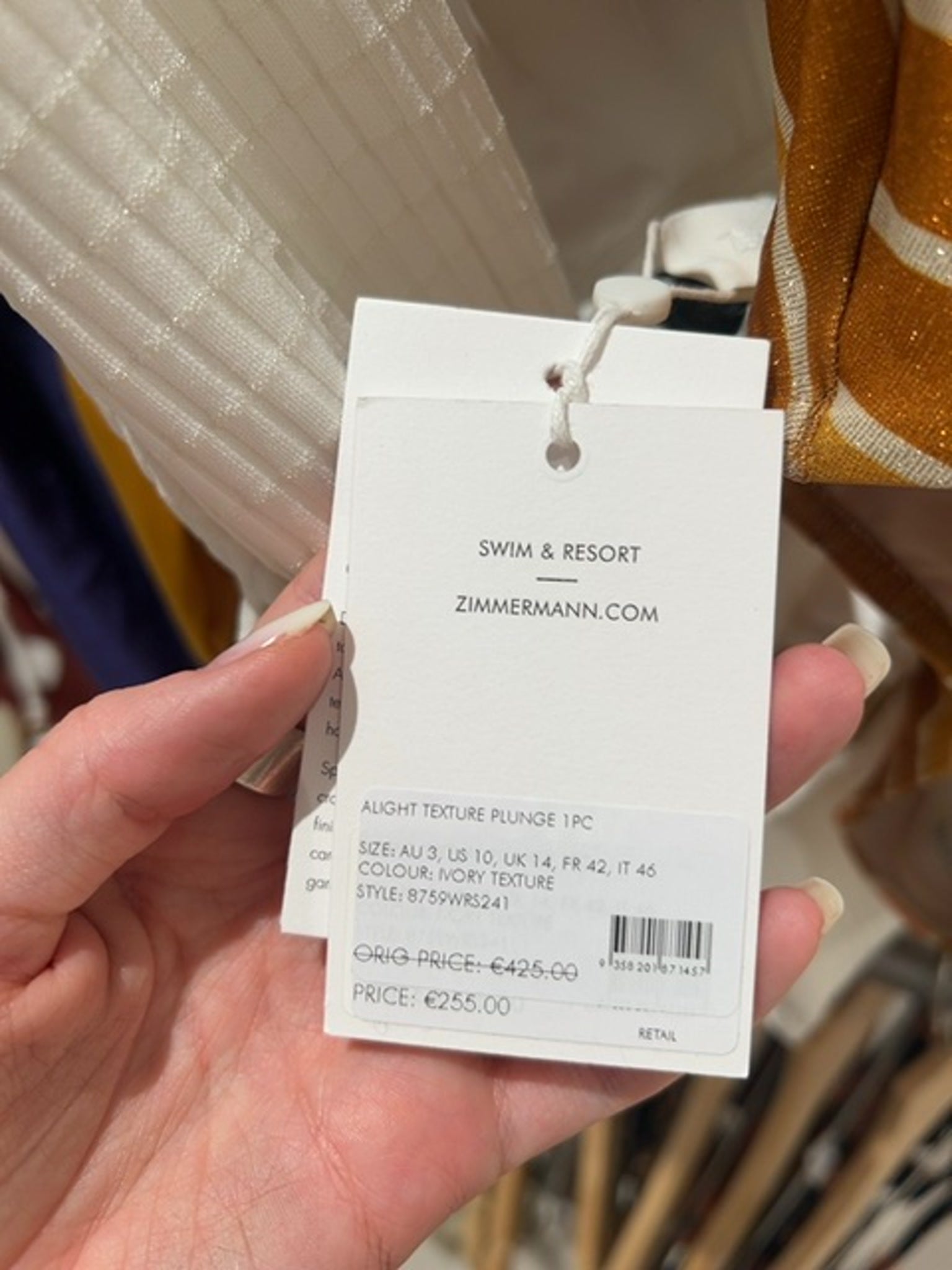 ZIMMERMANN Damskie Kostium Kąpielowy Texture PlungeZimmermann