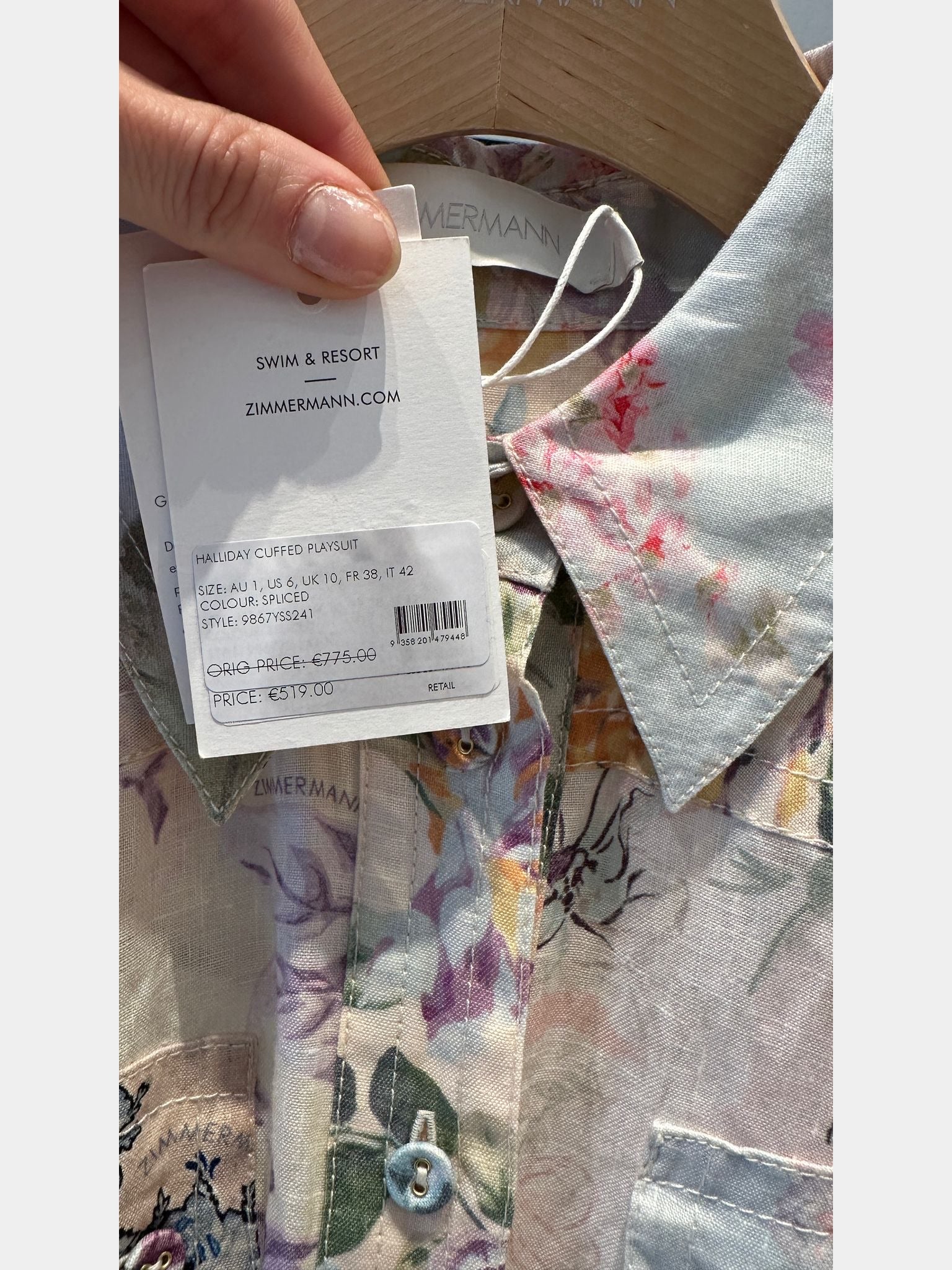 ZIMMERMANN Halliday Cuffed PlaysuitZIMMERMANN