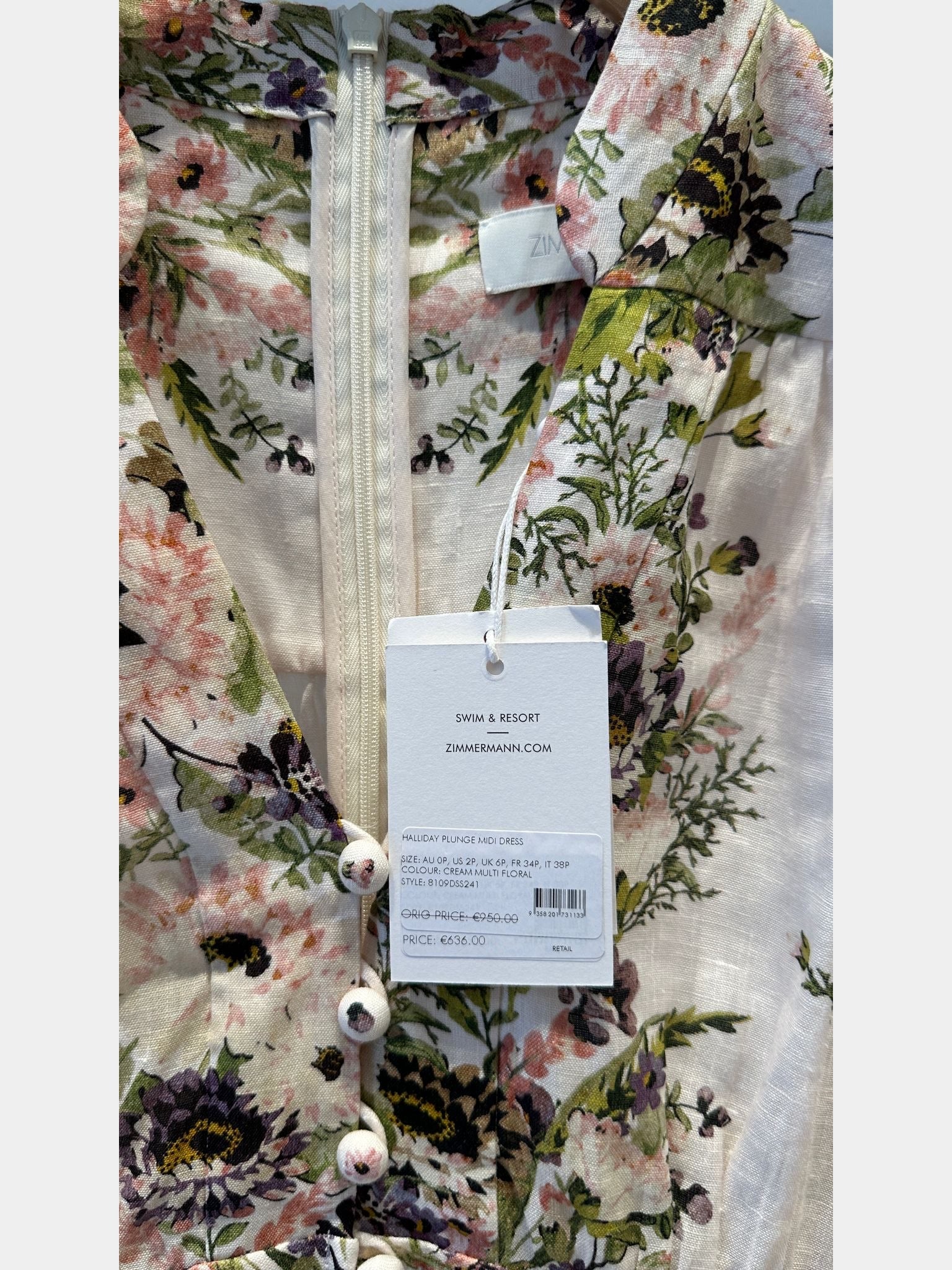 ZIMMERMANN Halliday Plunge Midi DressZIMMERMANN