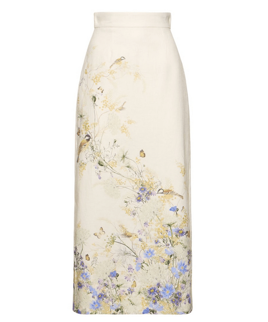 ZIMMERMANN Harmony printed midi linen pencil skirtZimmermann