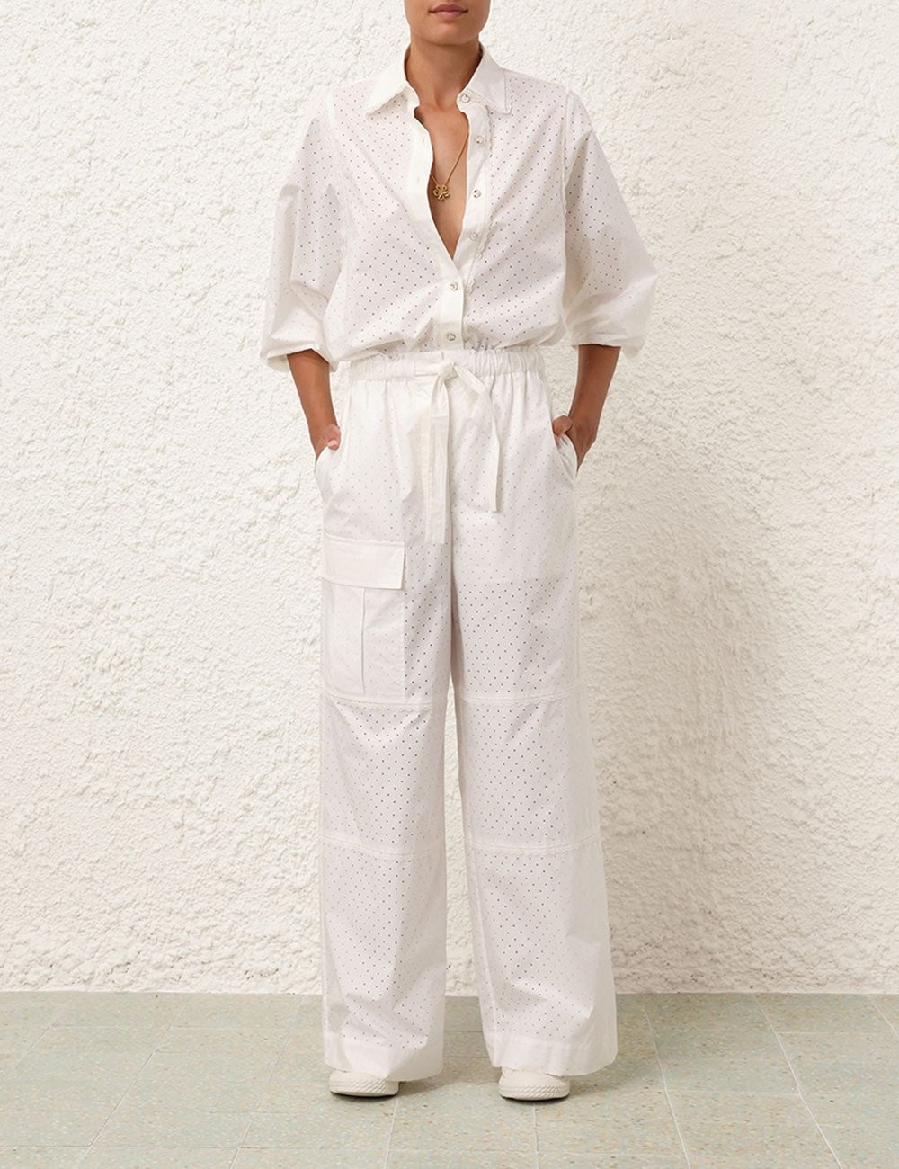 ZIMMERMANN Natura Burnout Oversized Shirt IvoryZimmermann