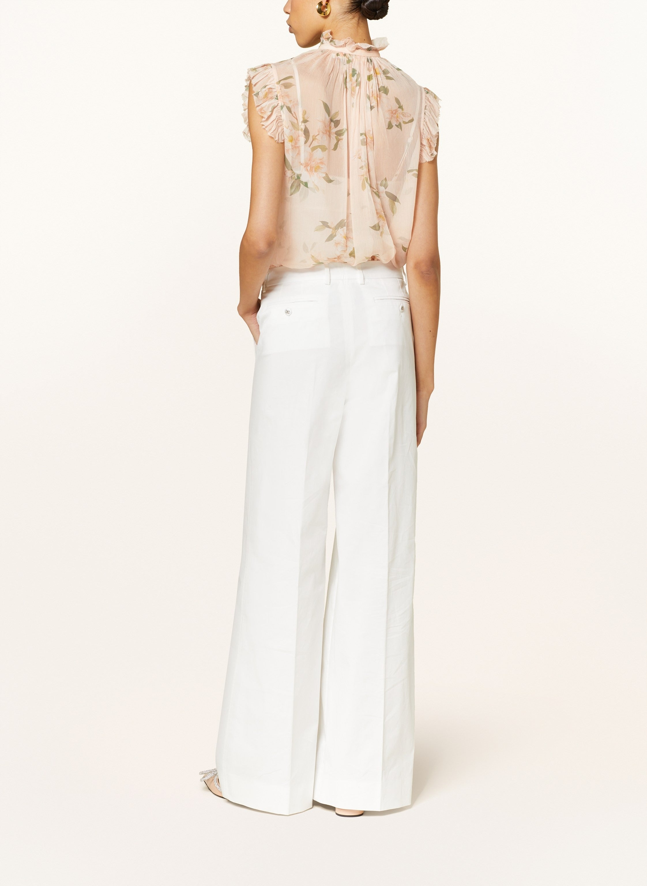 ZIMMERMANN Natura Frilled Tank Damskie Coral CamelliaZimmermann