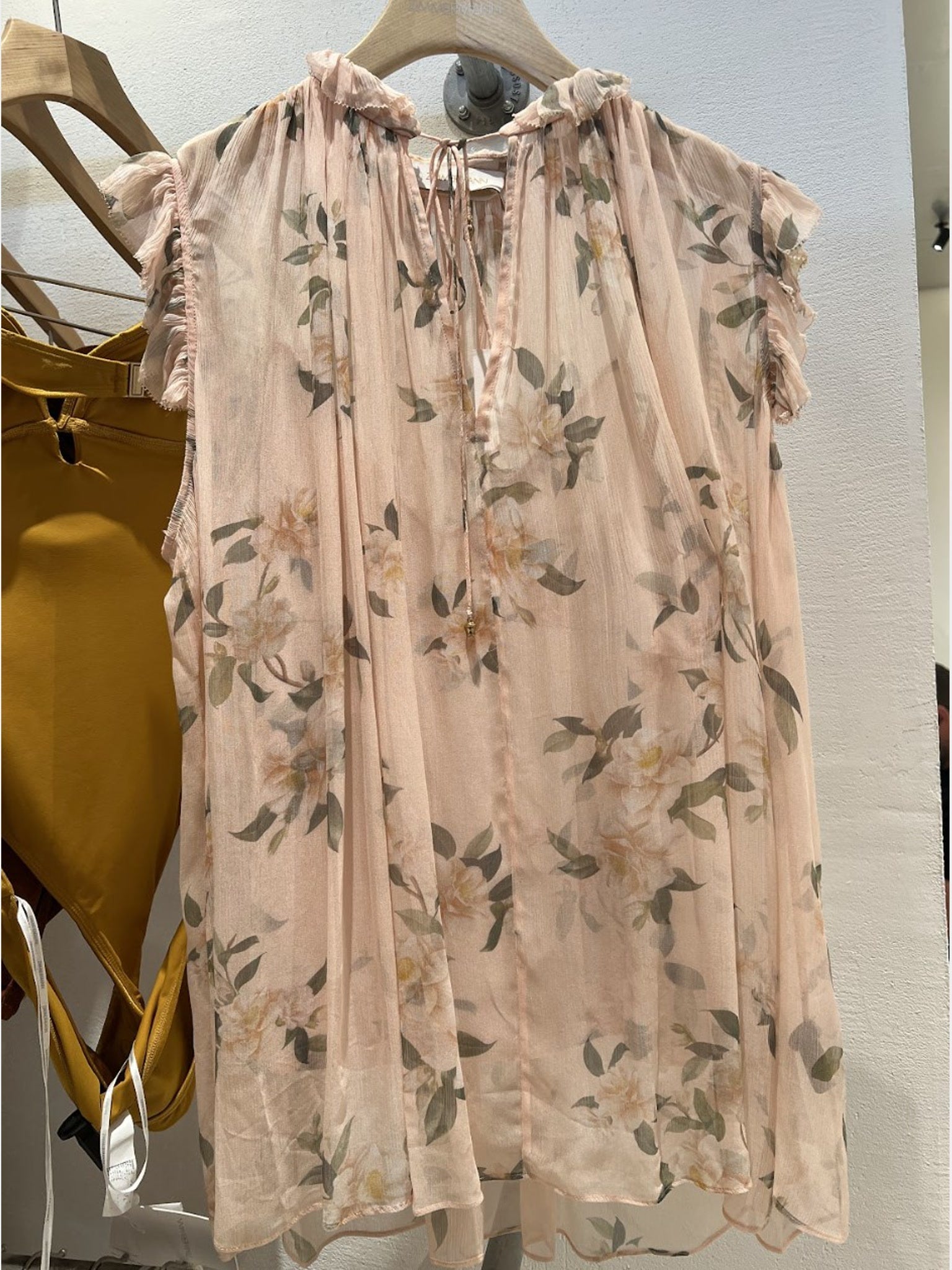ZIMMERMANN Natura Frilled Tank Damskie Coral CamelliaZimmermann