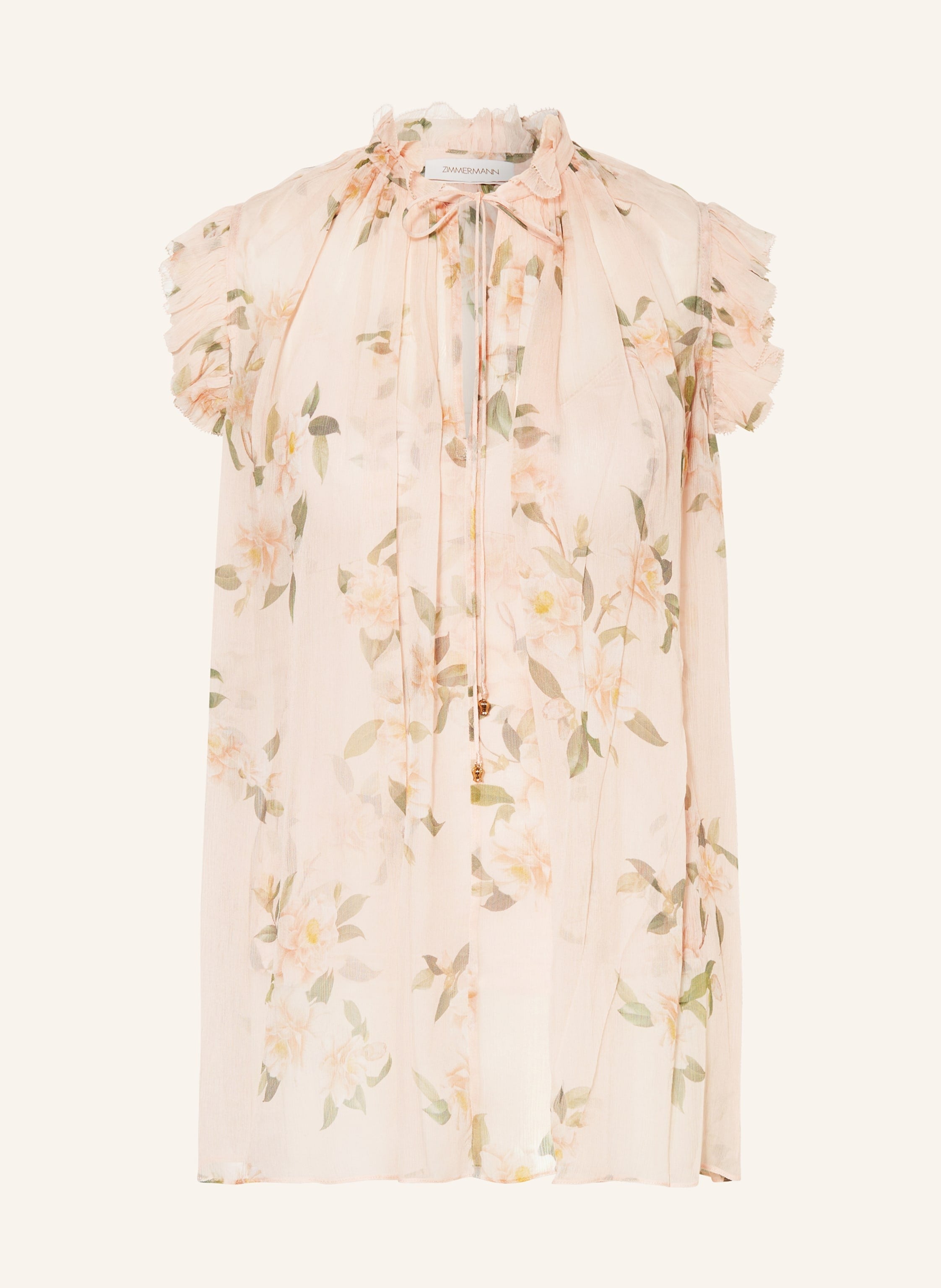 ZIMMERMANN Natura Frilled Tank Damskie Coral CamelliaZimmermann