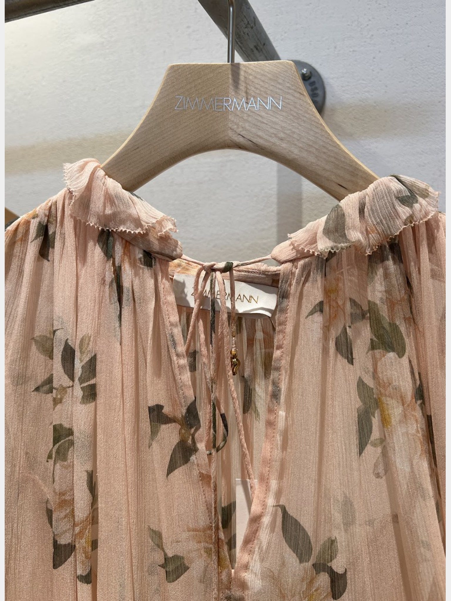ZIMMERMANN Natura Frilled Tank Damskie Coral CamelliaZimmermann