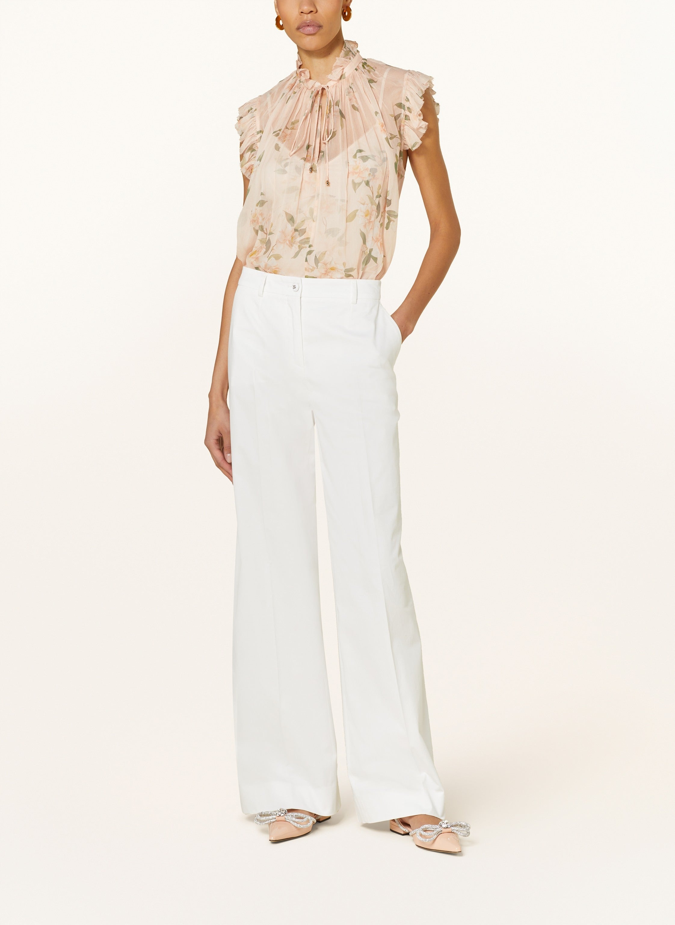 ZIMMERMANN Natura Frilled Tank Damskie Coral CamelliaZimmermann