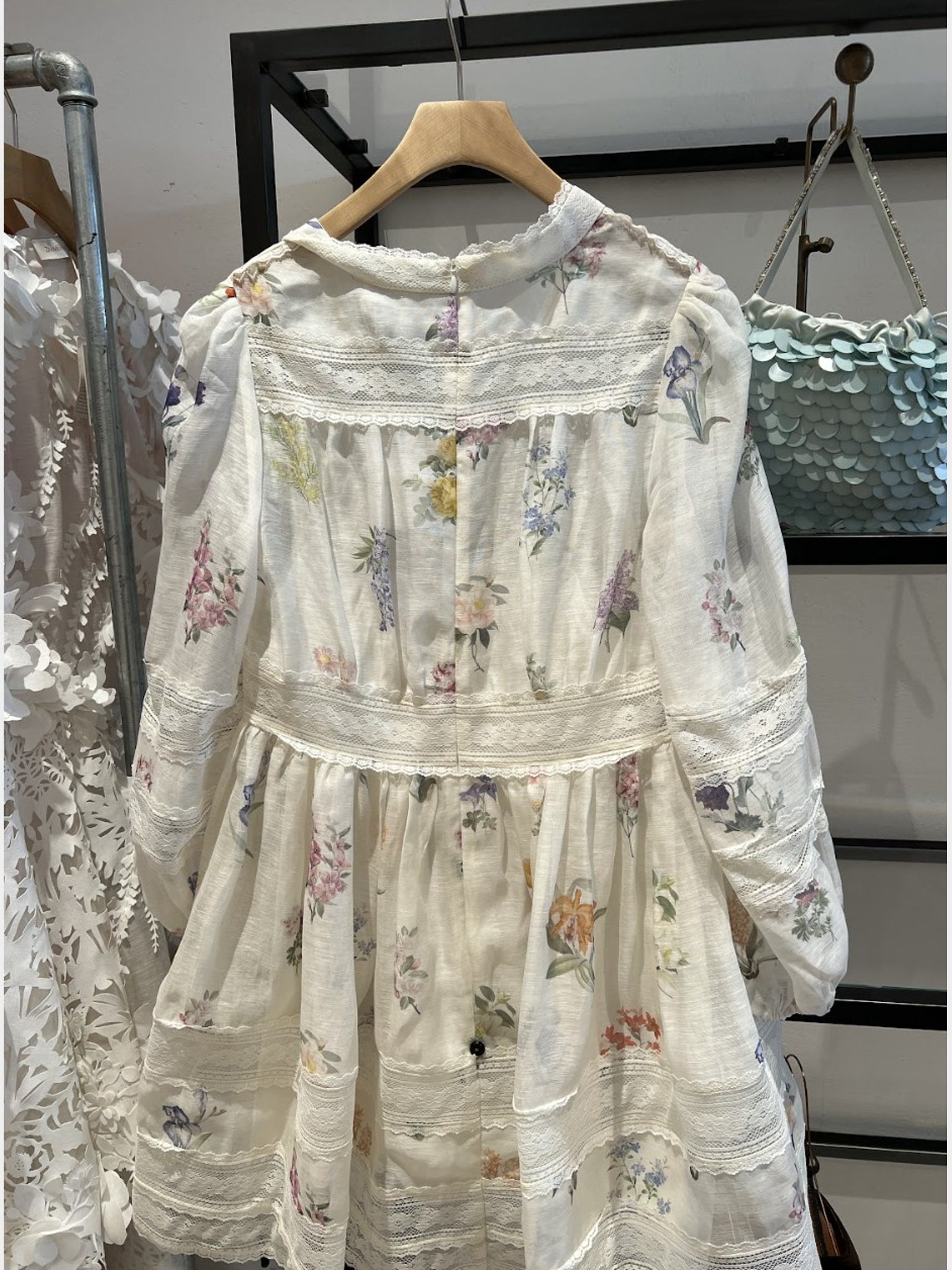 ZIMMERMANN Natura V Neck Lace Mini DressZimmermann