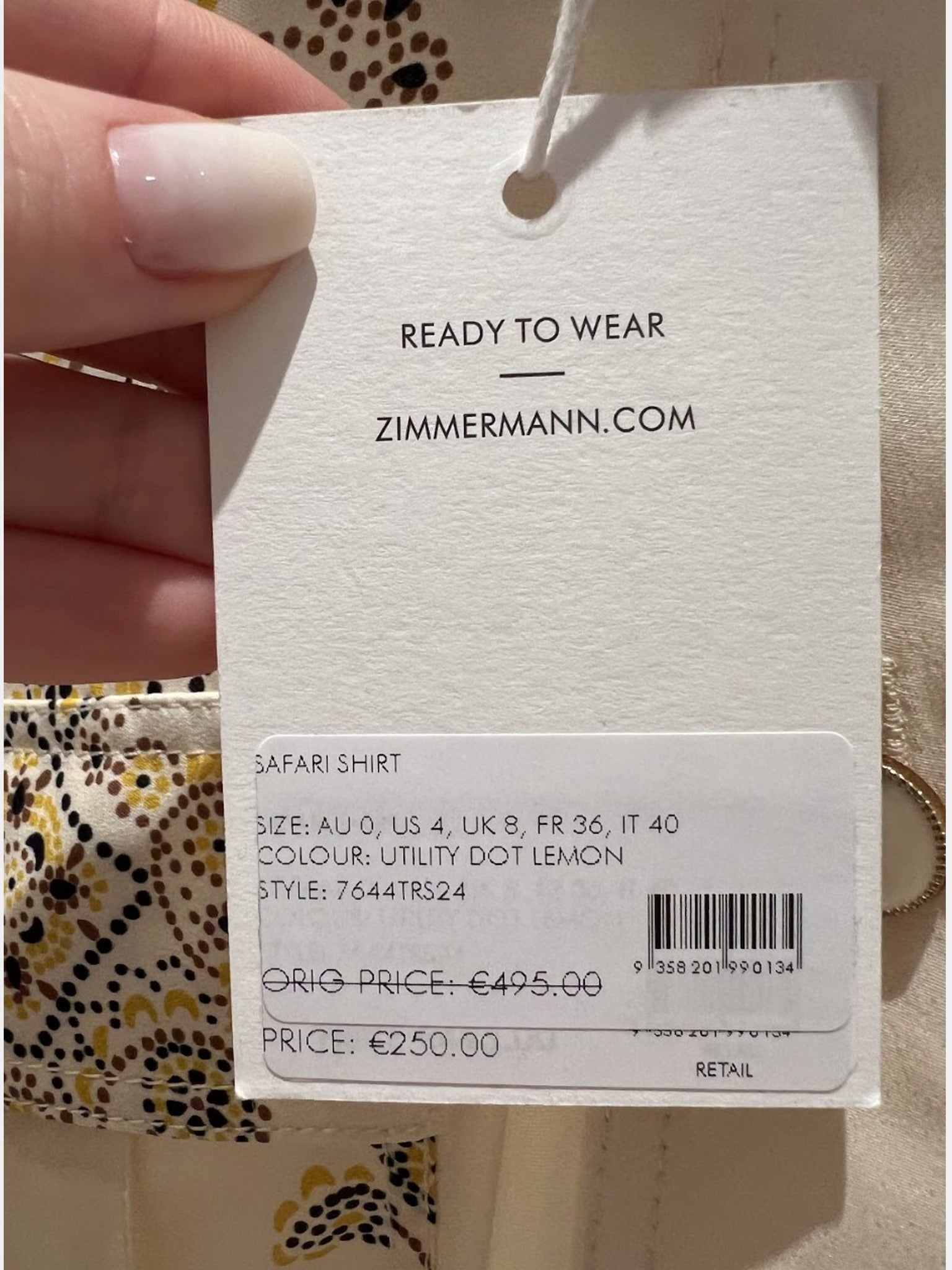 ZIMMERMANN Safari Shirt Damskie Utility Dot LemonZimmermann