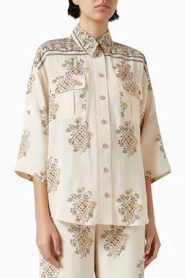ZIMMERMANN Safari Shirt Damskie Utility Dot LemonZimmermann