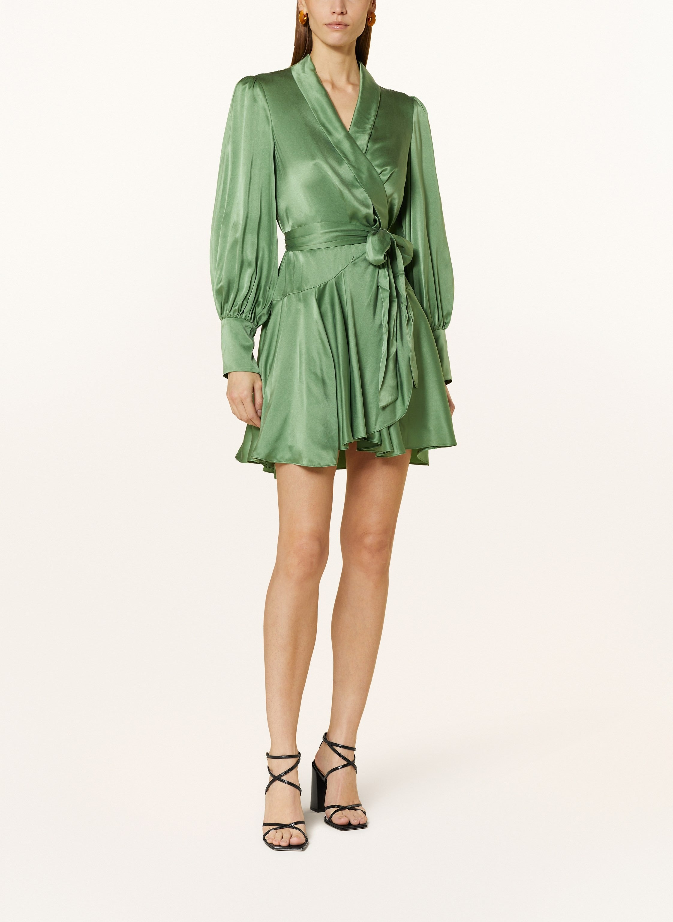 ZIMMERMANN Silk Wrap Mini Dress Damska MatchaZimmermann