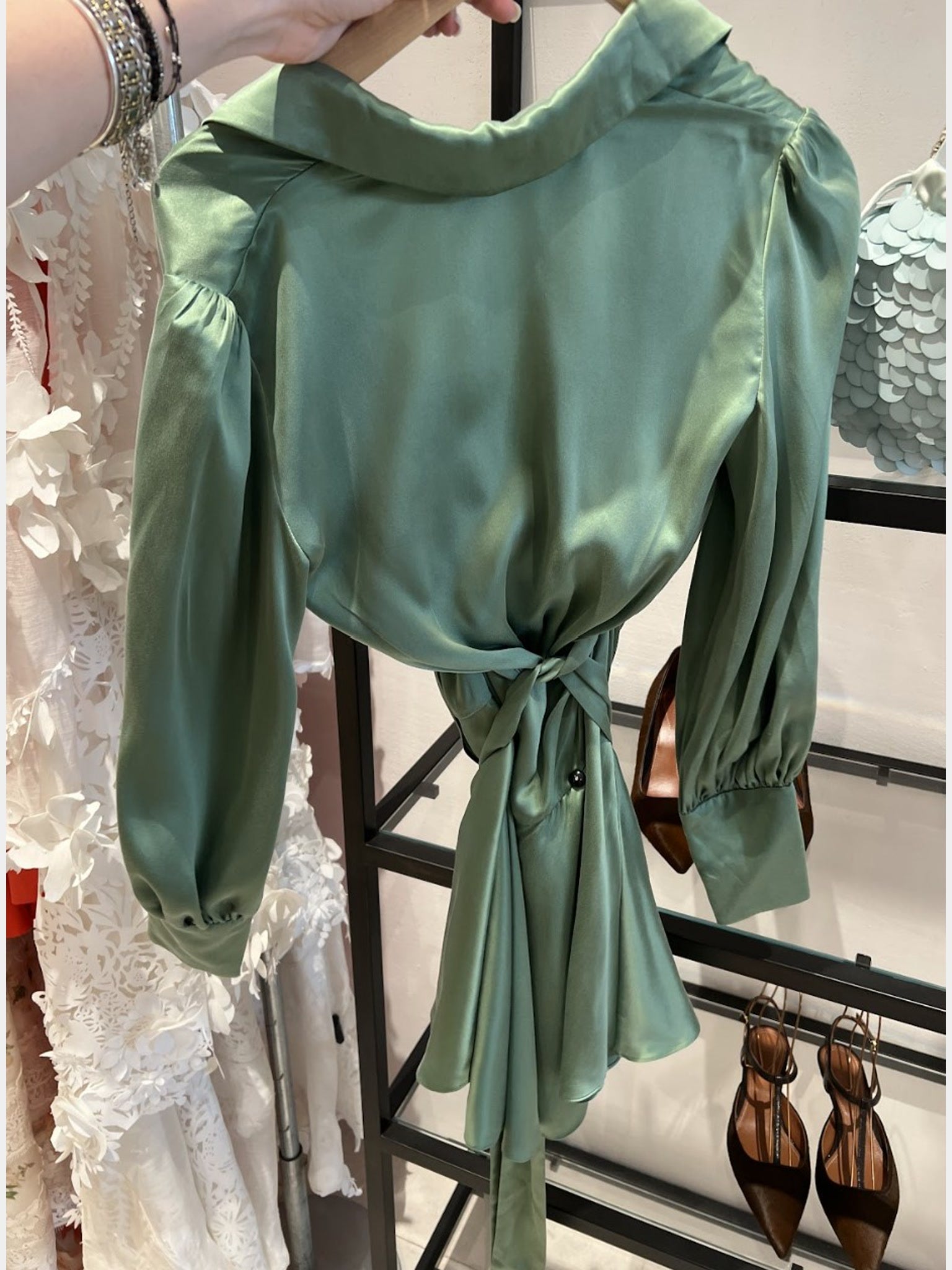 ZIMMERMANN Silk Wrap Mini Dress Damska MatchaZimmermann
