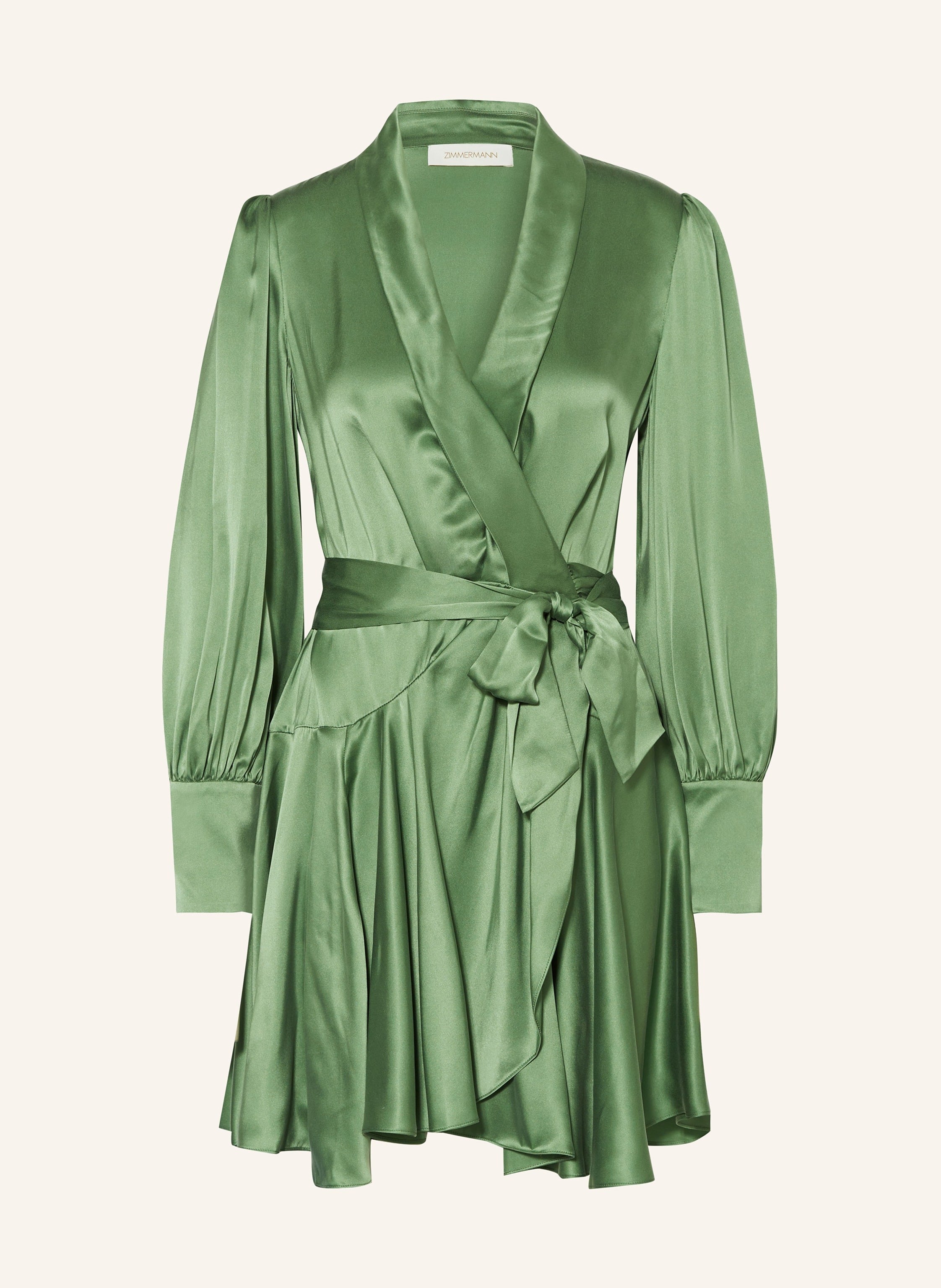 ZIMMERMANN Silk Wrap Mini Dress Damska MatchaZimmermann