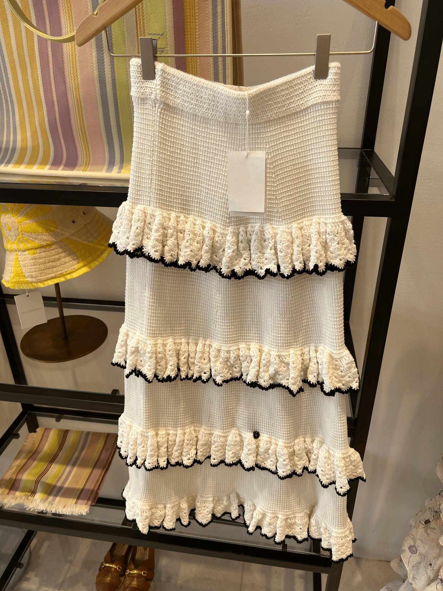 ZIMMERMANN Spódnica Damska Czarna/Ivory Halliday Scallop Frill Skirt 9719SSS241Zimmermann