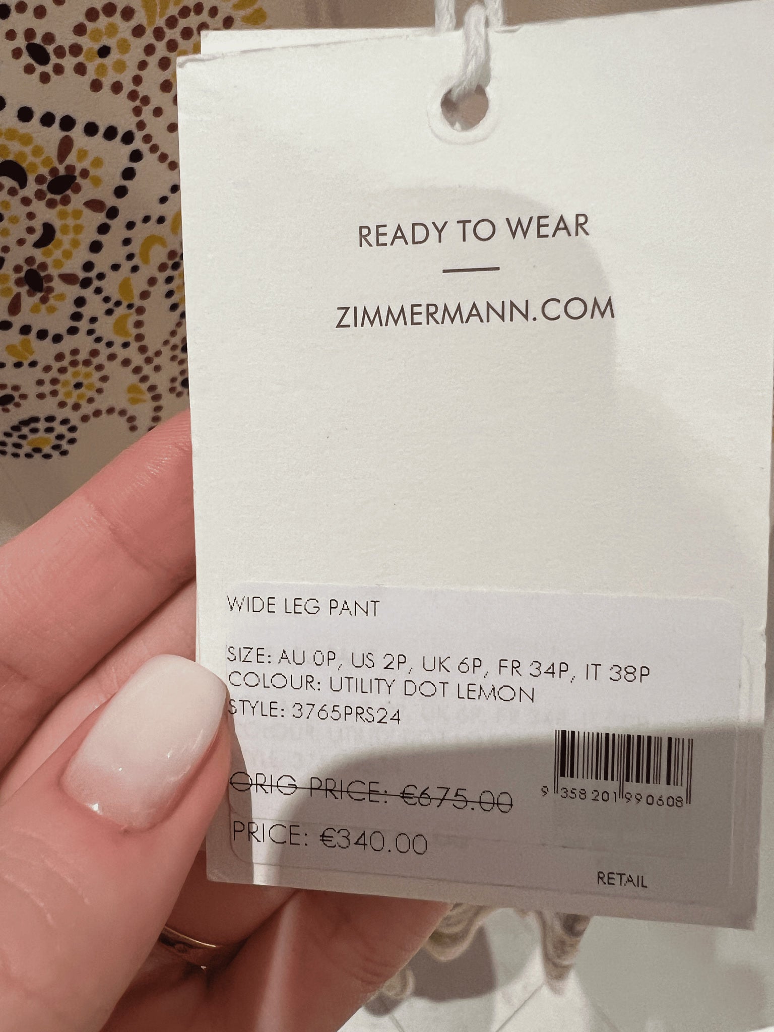 ZIMMERMANN Spodnie Damskie Utility Dot Lemon Wide LegZimmermann