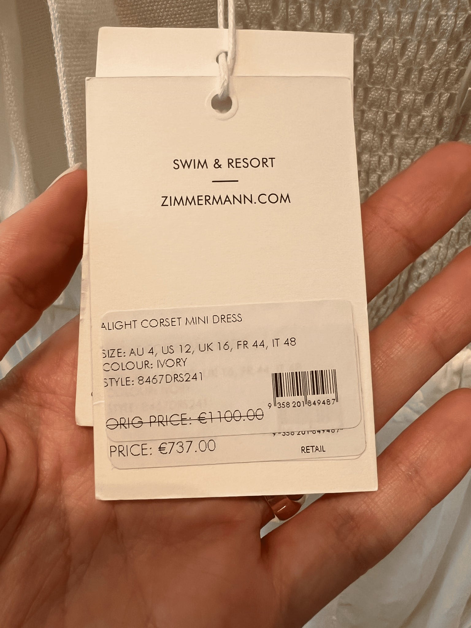 ZIMMERMANN Sukienka Damska Alight Corset Mini DressZimmermann