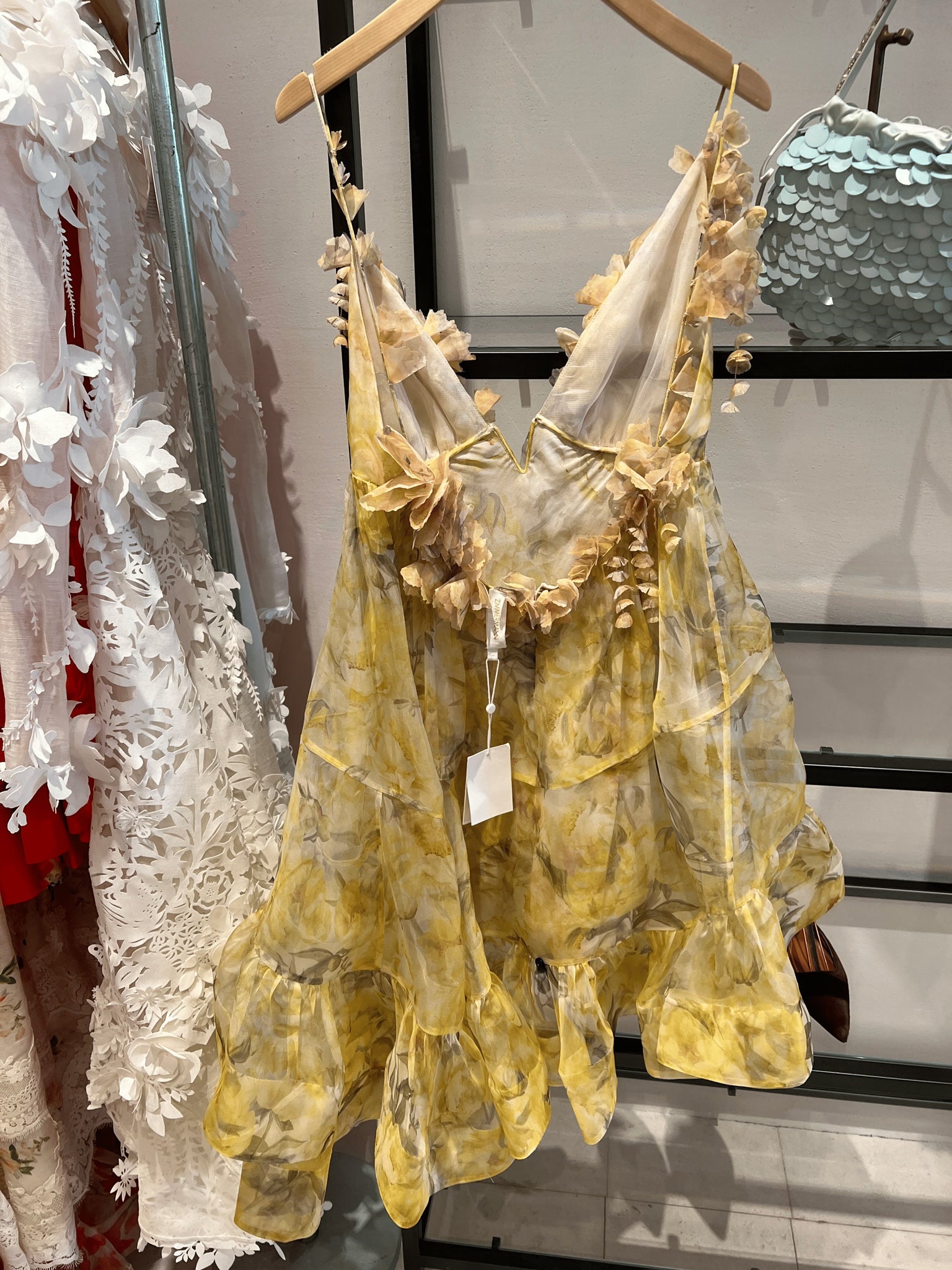 Zimmermann Sukienka Damska Harmony Asymmetrical Dress Yellow Peony 9878DS242Zimmermann