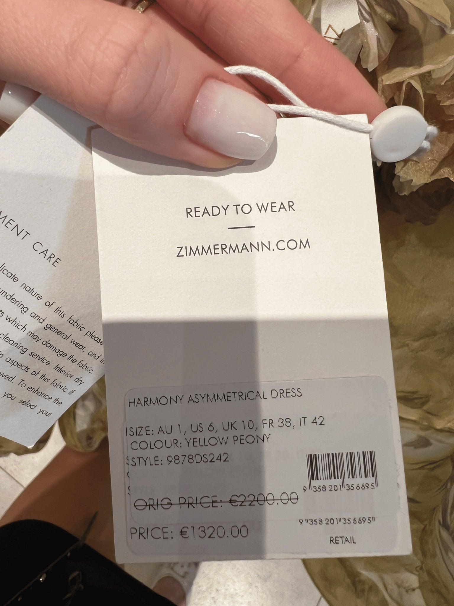 Zimmermann Sukienka Damska Harmony Asymmetrical Dress Yellow Peony 9878DS242Zimmermann