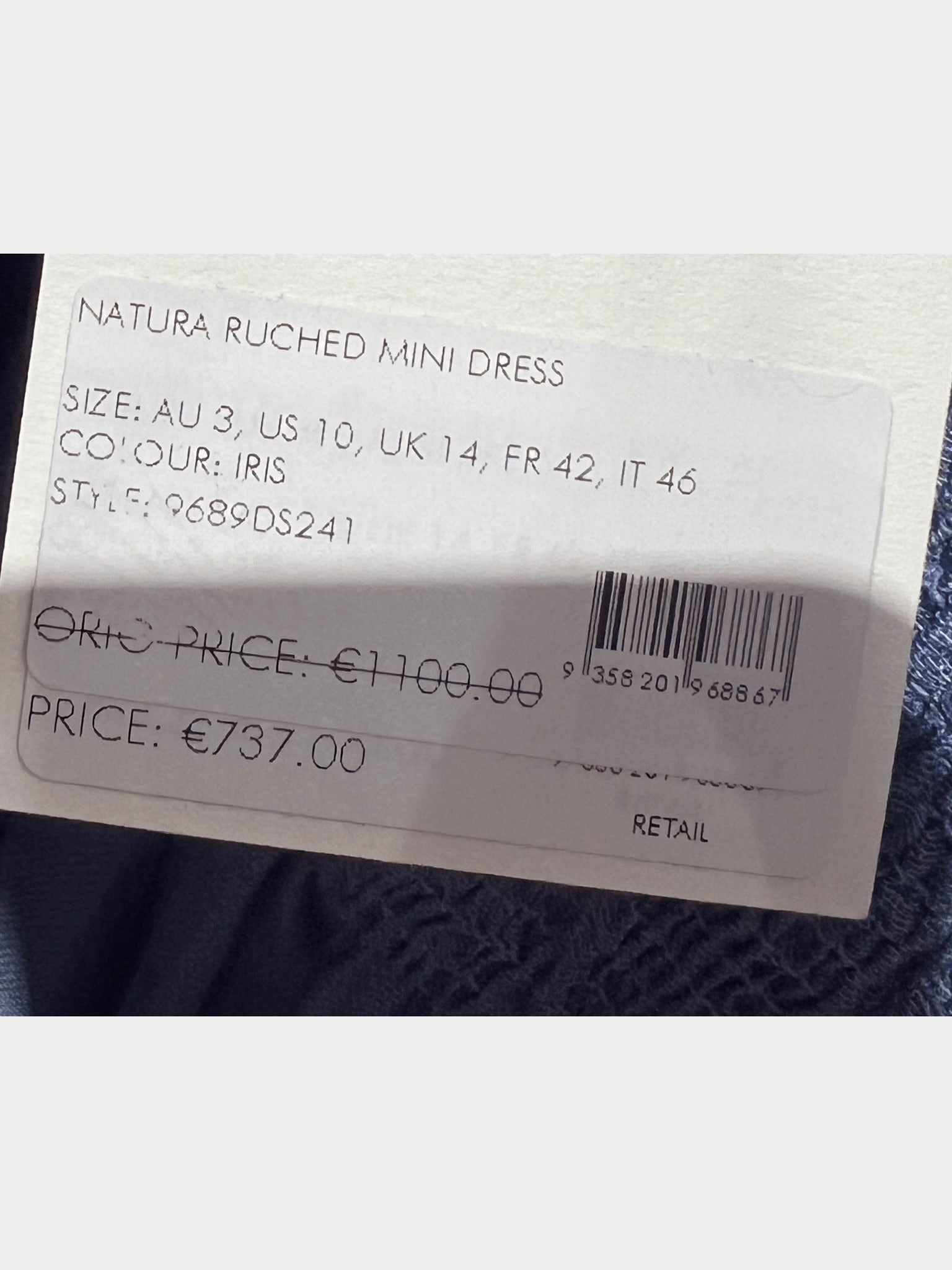 ZIMMERMANN Sukienka Damska Iris Natura Ruched Mini Dress 9689DS241Zimmermann
