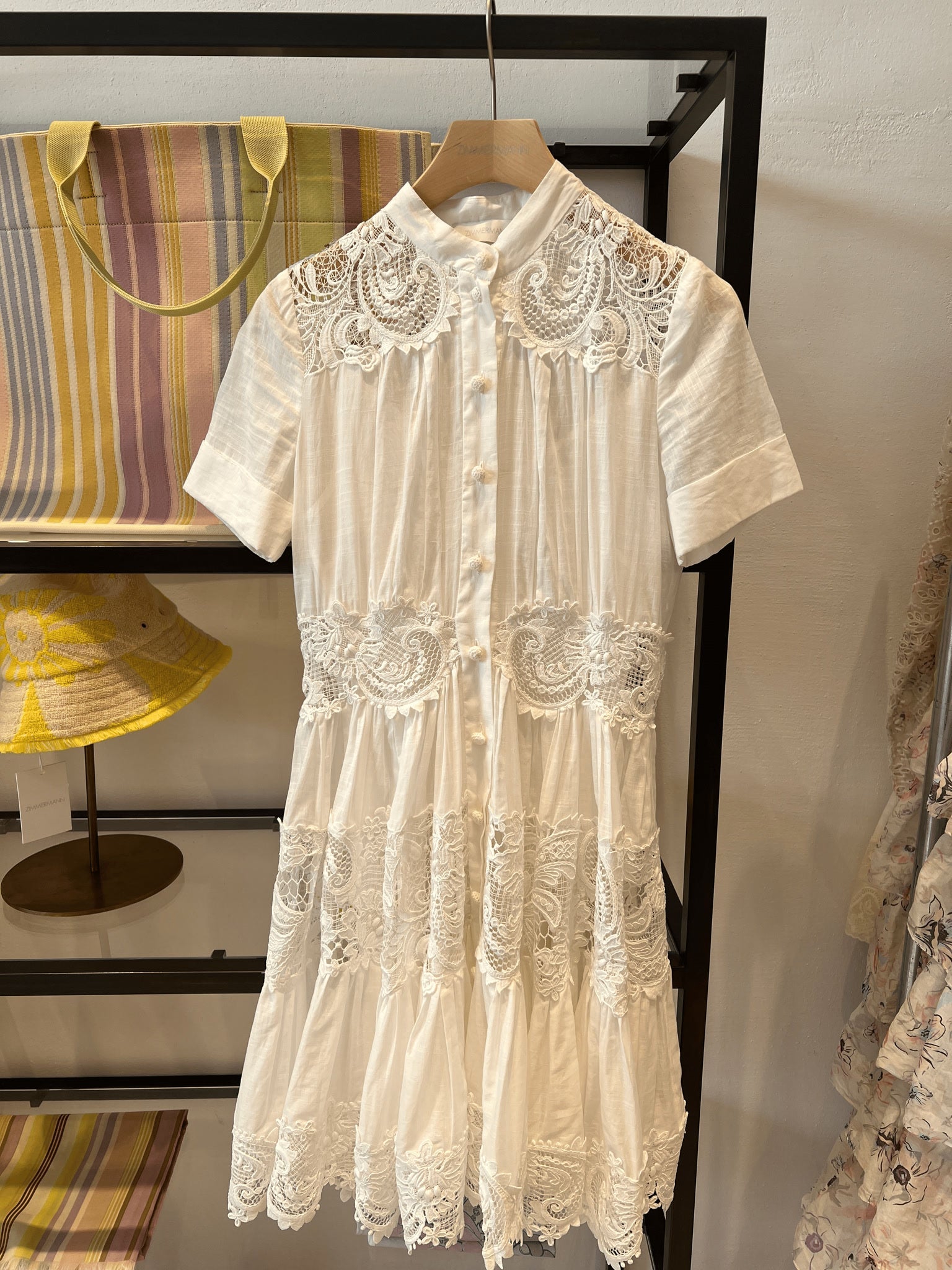 ZIMMERMANN Sukienka Damska Ivory Pop Lace Trimmed Mini Dress 1163DSS244Zimmermann
