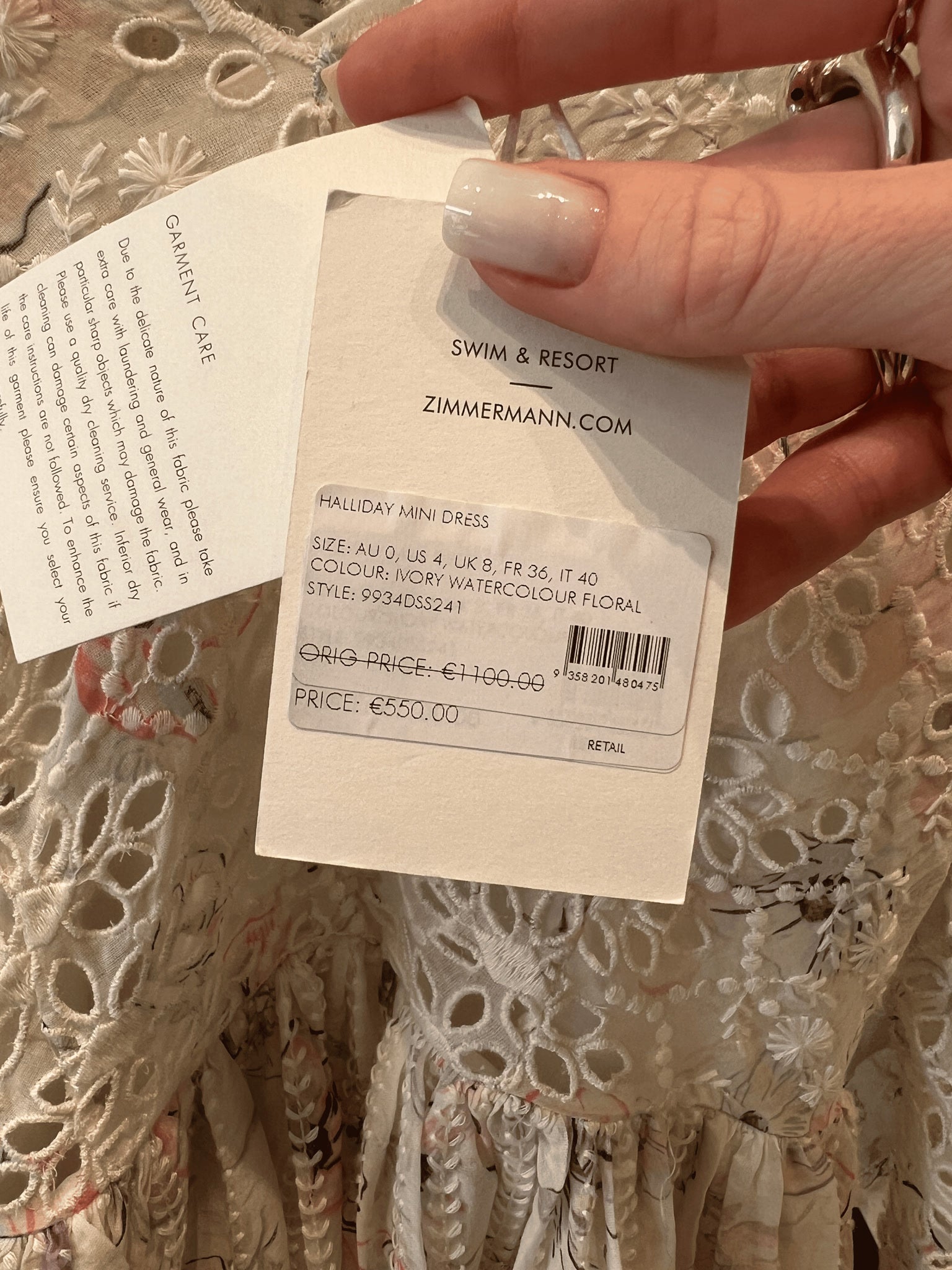 ZIMMERMANN Sukienka Damska Ivory Watercolour Floral Halliday Mini DressZimmermann