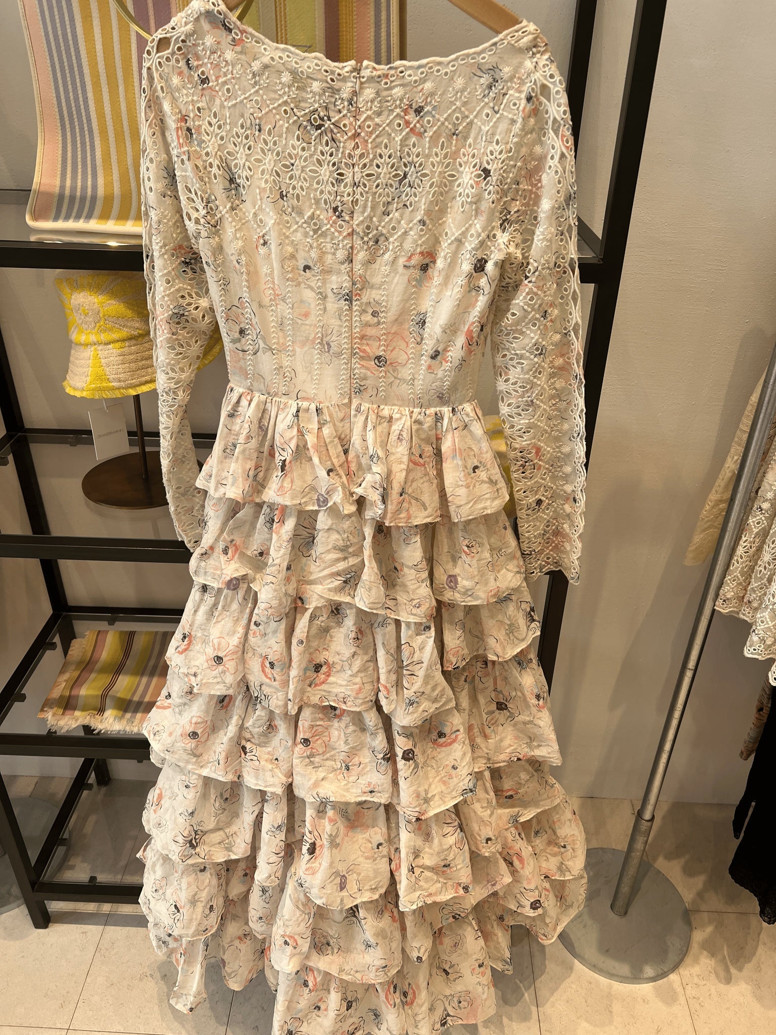 ZIMMERMANN Sukienka Damska Ivory Watercolour Floral Halliday Tiered Ruffle Gown 9840DSS241Zimmermann