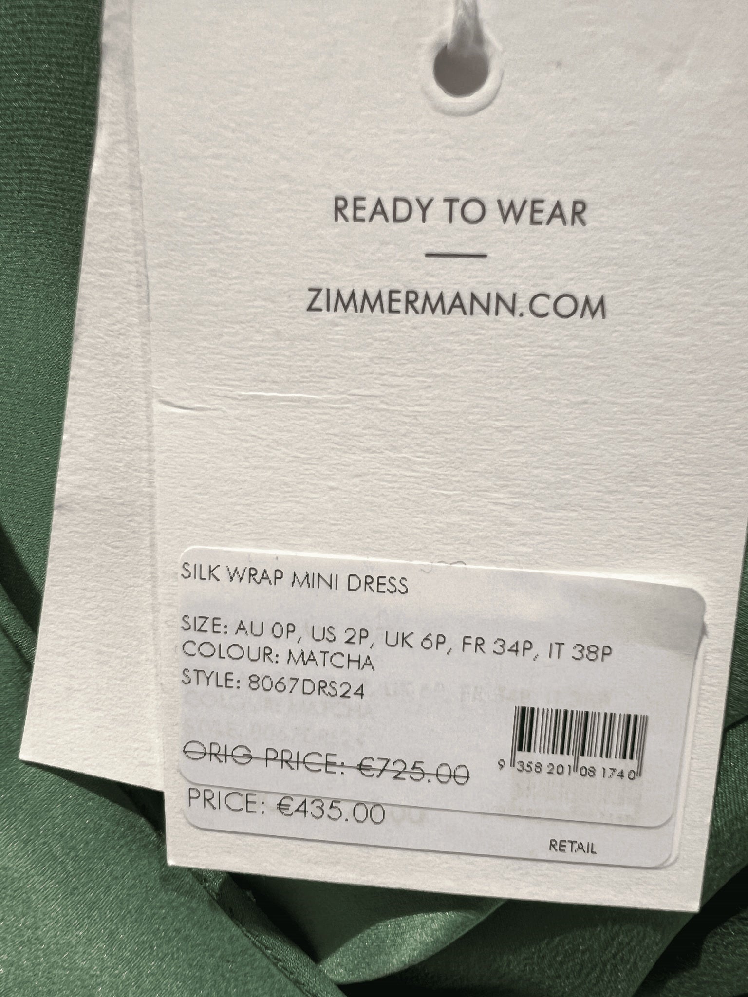 ZIMMERMANN Sukienka Damska Jedwabna Silk Wrap Mini Dress 8067DRS24Zimmermann