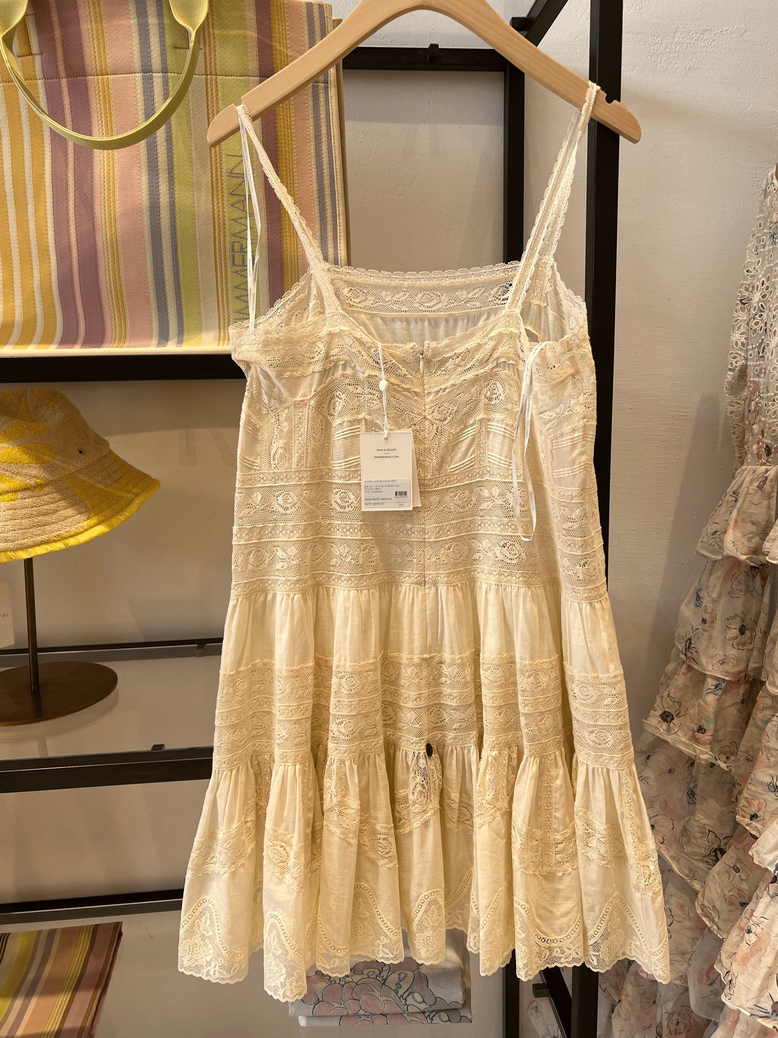 ZIMMERMANN Sukienka Damska Kremowa Halliday Lace Trim Short Dress 1435DSS241Zimmermann