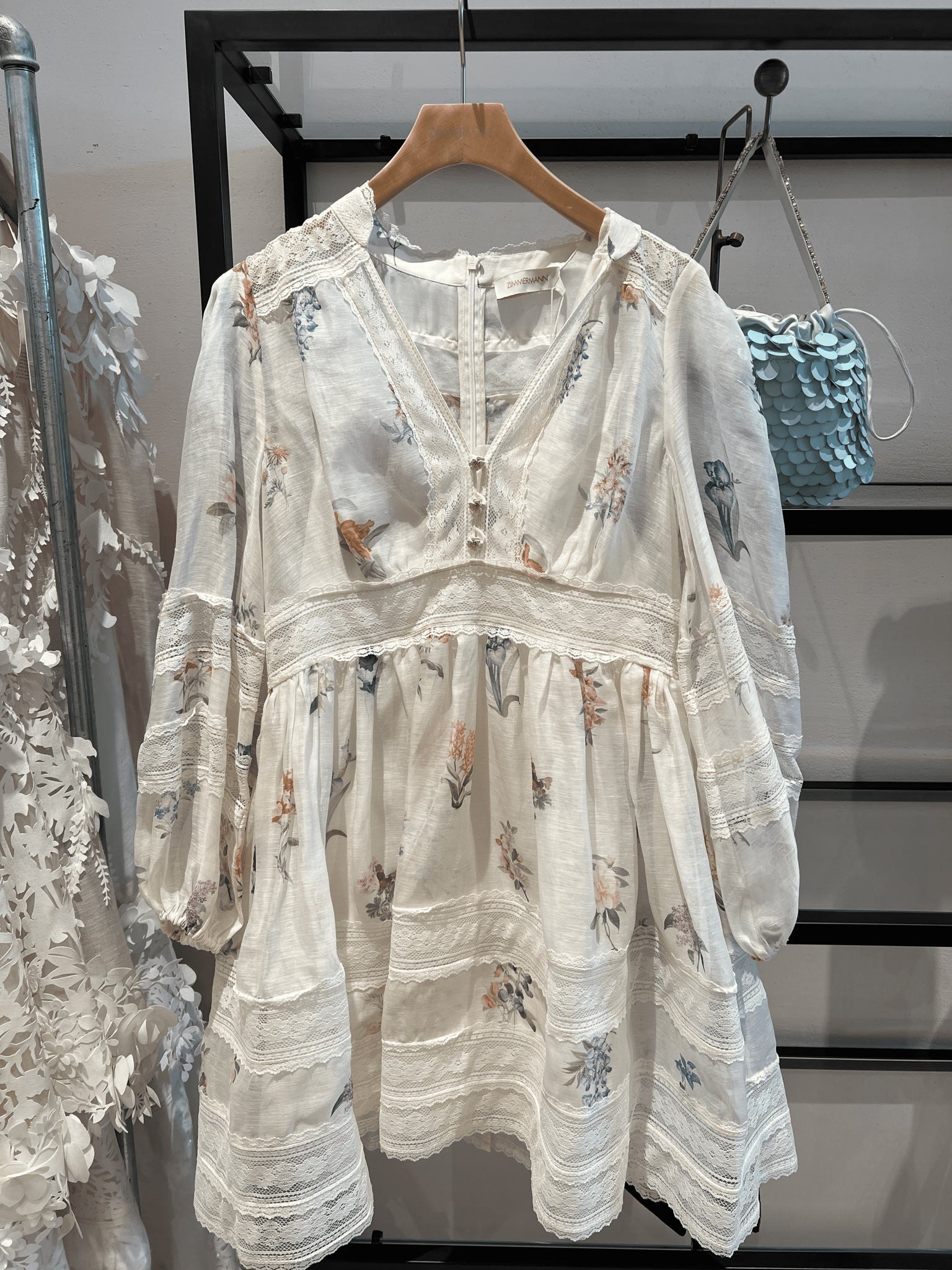 ZIMMERMANN Sukienka Damska Natura V Neck Lace Mini Dress 1129DS241Zimmermann