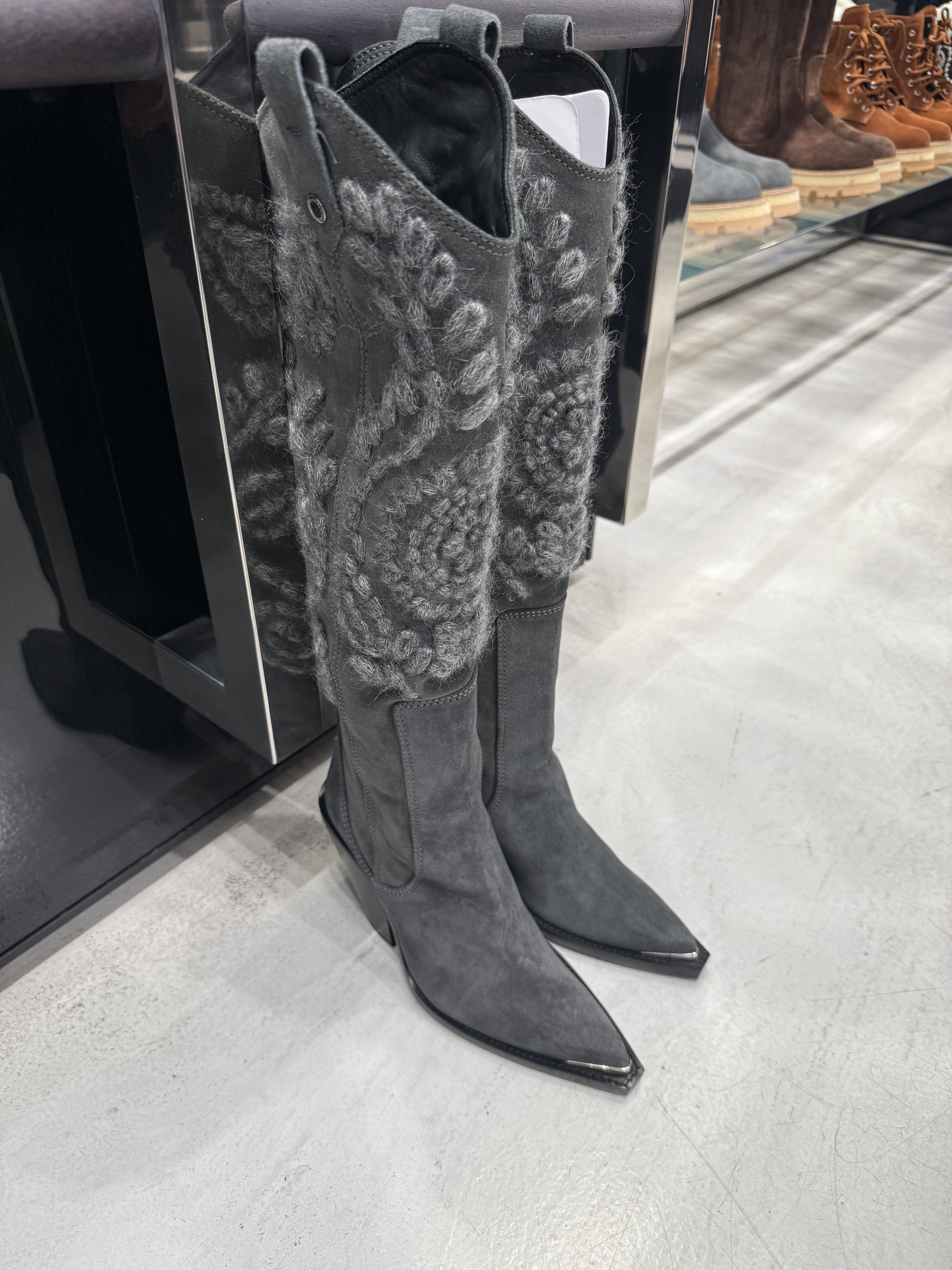 Ermanno Scervino Suede &amp; Wool Embroidered Boots