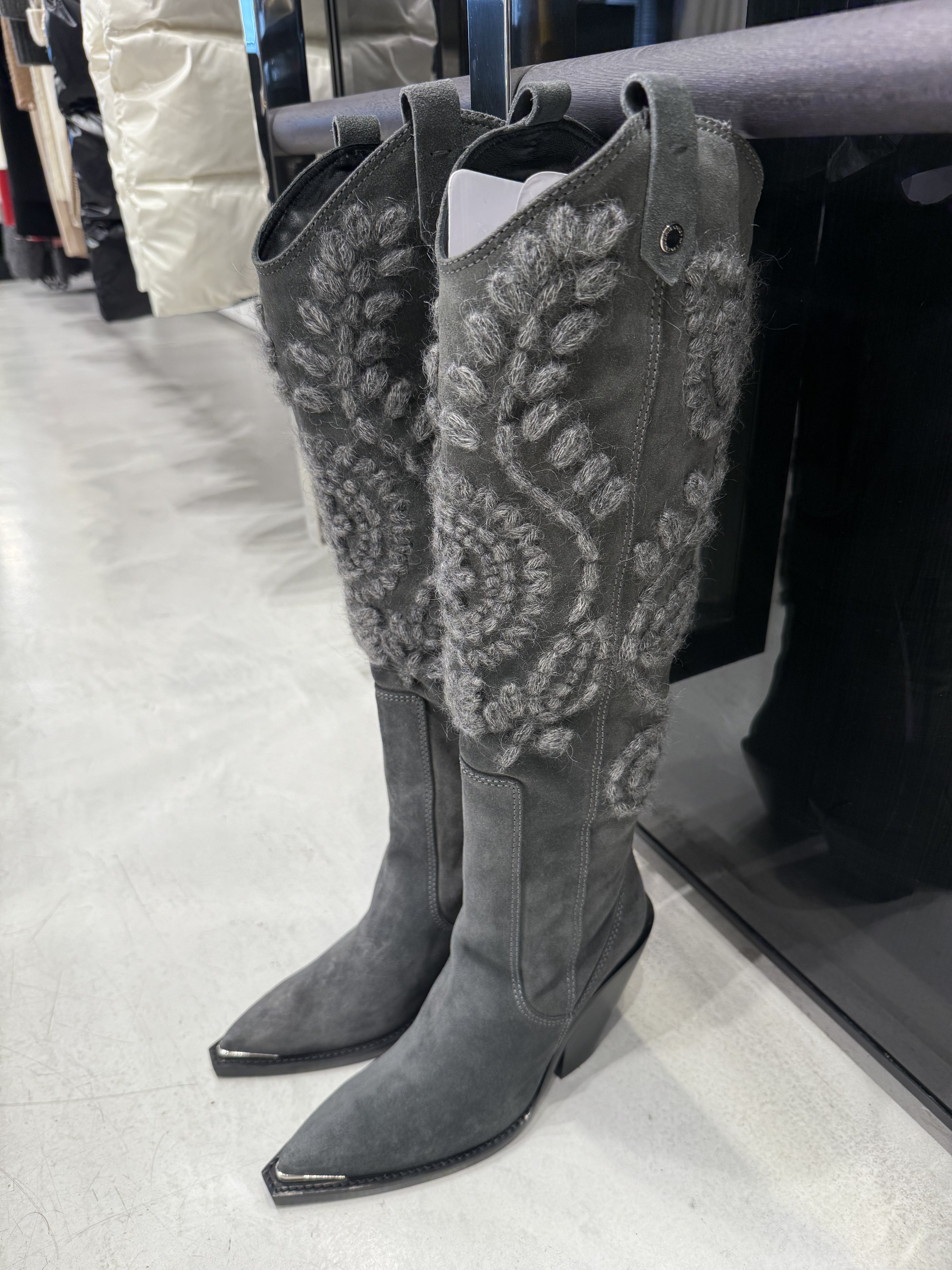 Ermanno Scervino Suede &amp; Wool Embroidered Boots
