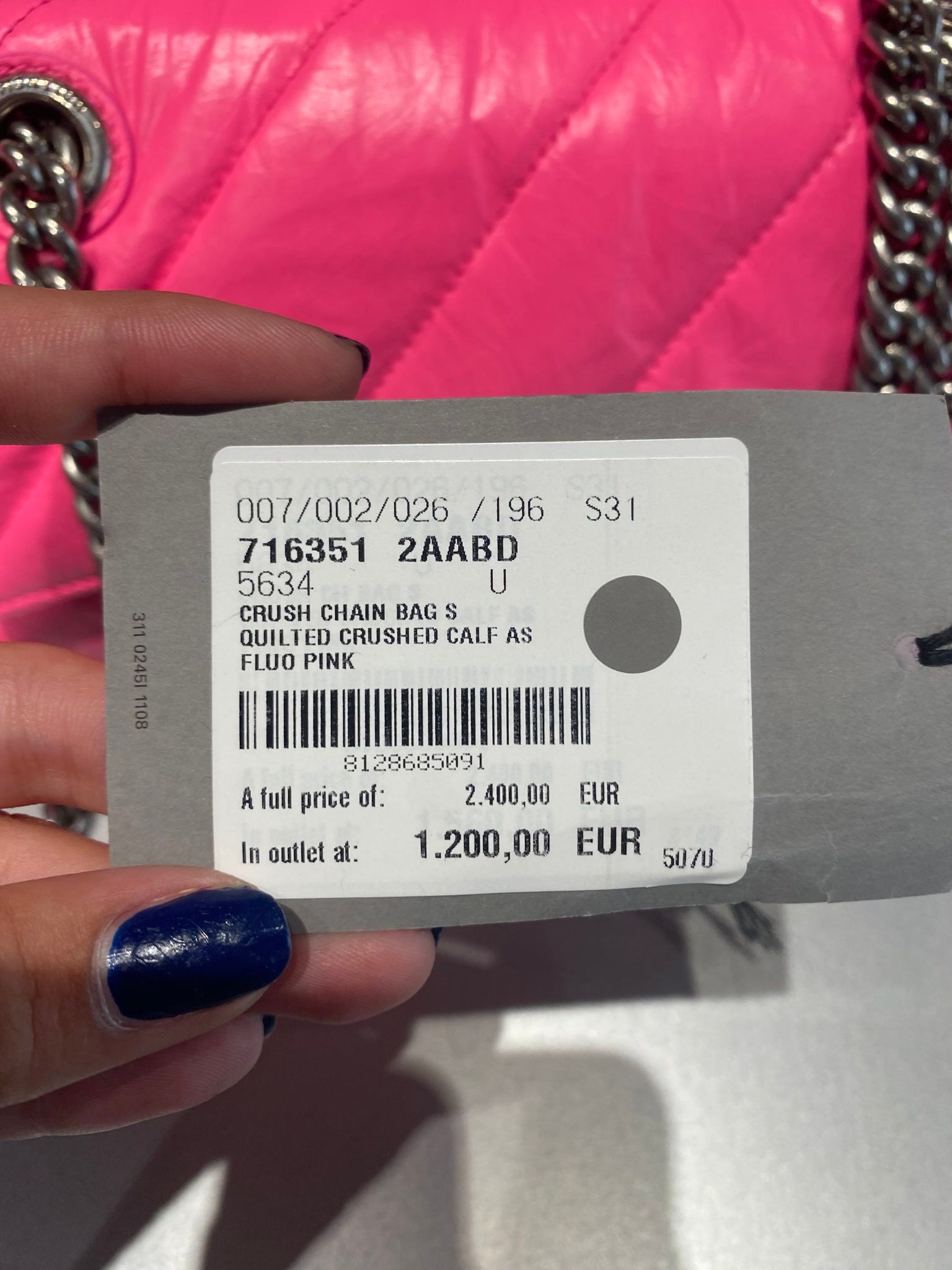 Balenciaga Damska torebka skórzana Fluo PinkBalenciaga