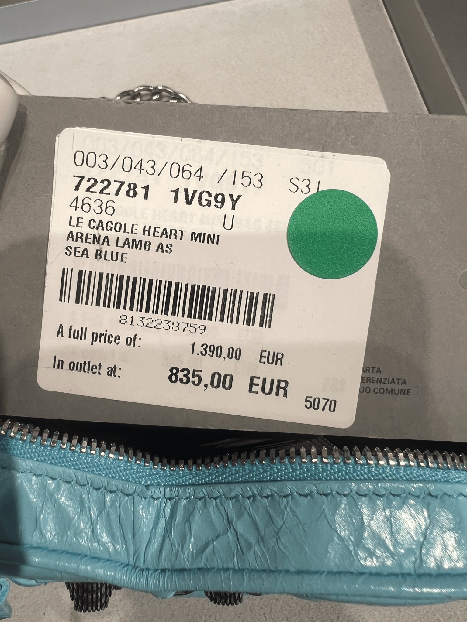 Balenciaga Damska torebka skórzana Sea BlueBalenciaga