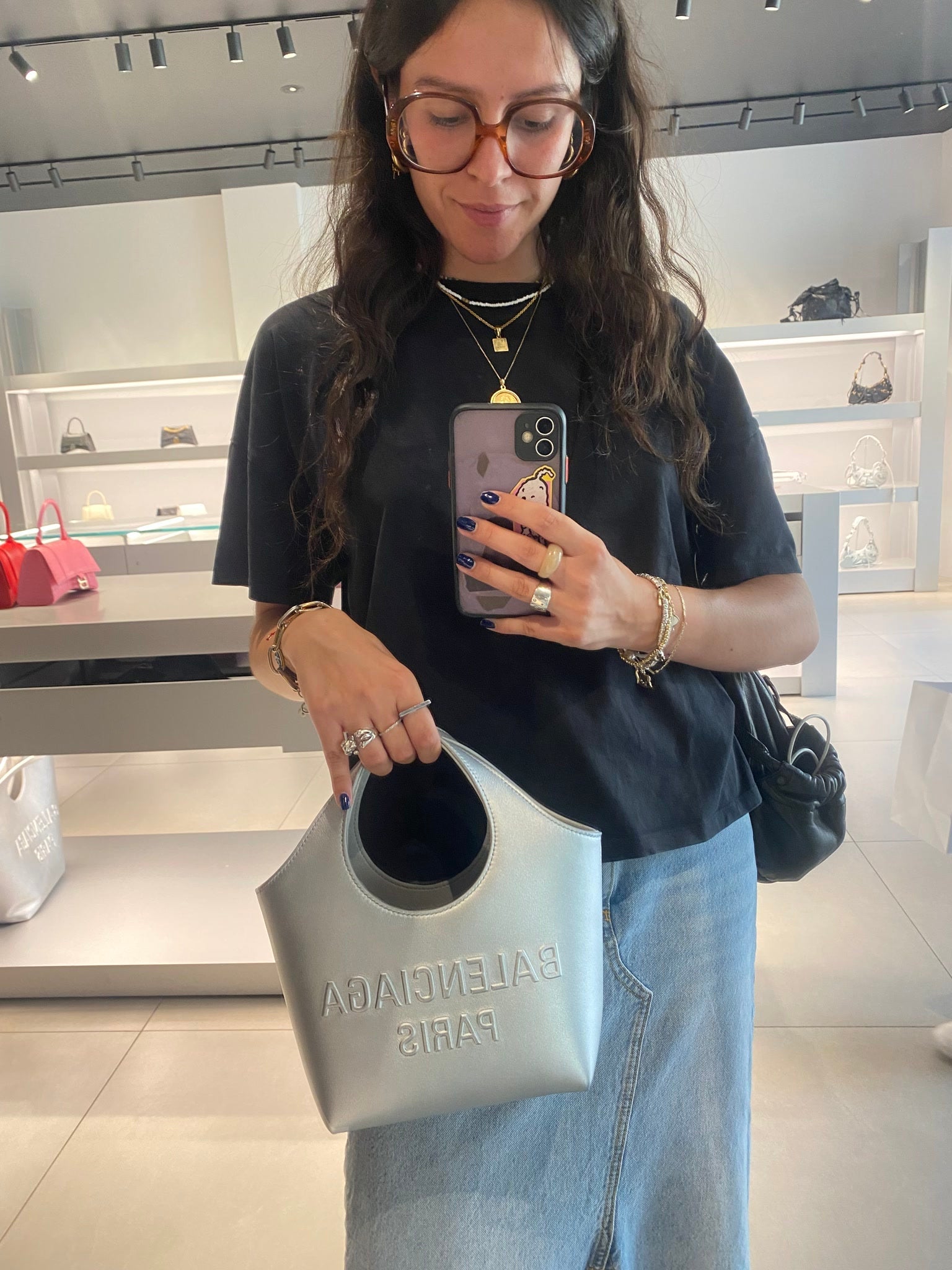 Balenciaga Damska torebka skórzana srebrna Mary - KateBalenciaga