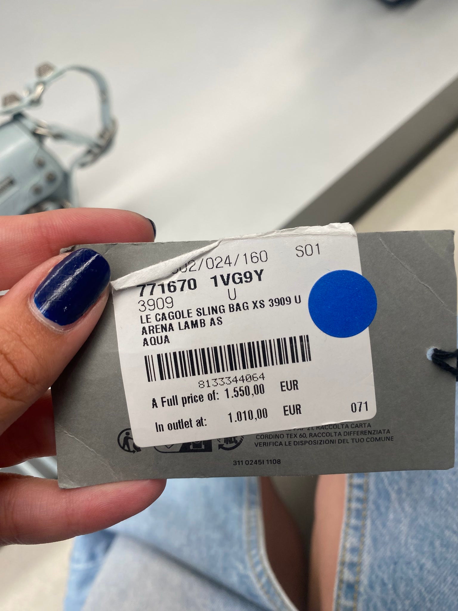 Balenciaga Damska torebka Sling AquaBalenciaga