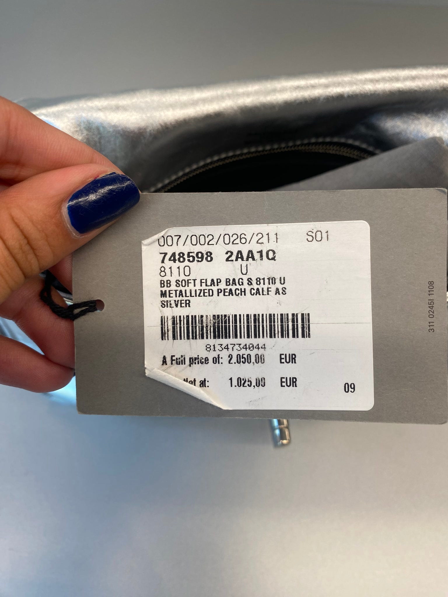Balenciaga Damska torebka srebrna BB Soft FlapBalenciaga
