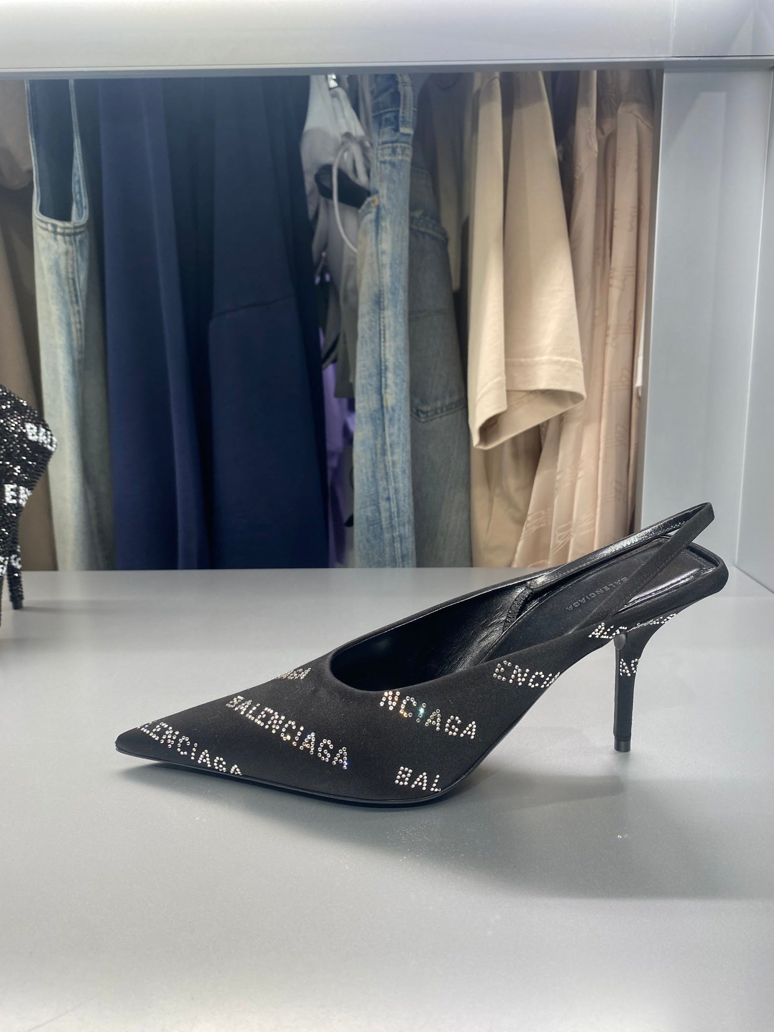 Balenciaga Damskie szpilki czarne skórzaneBalenciaga