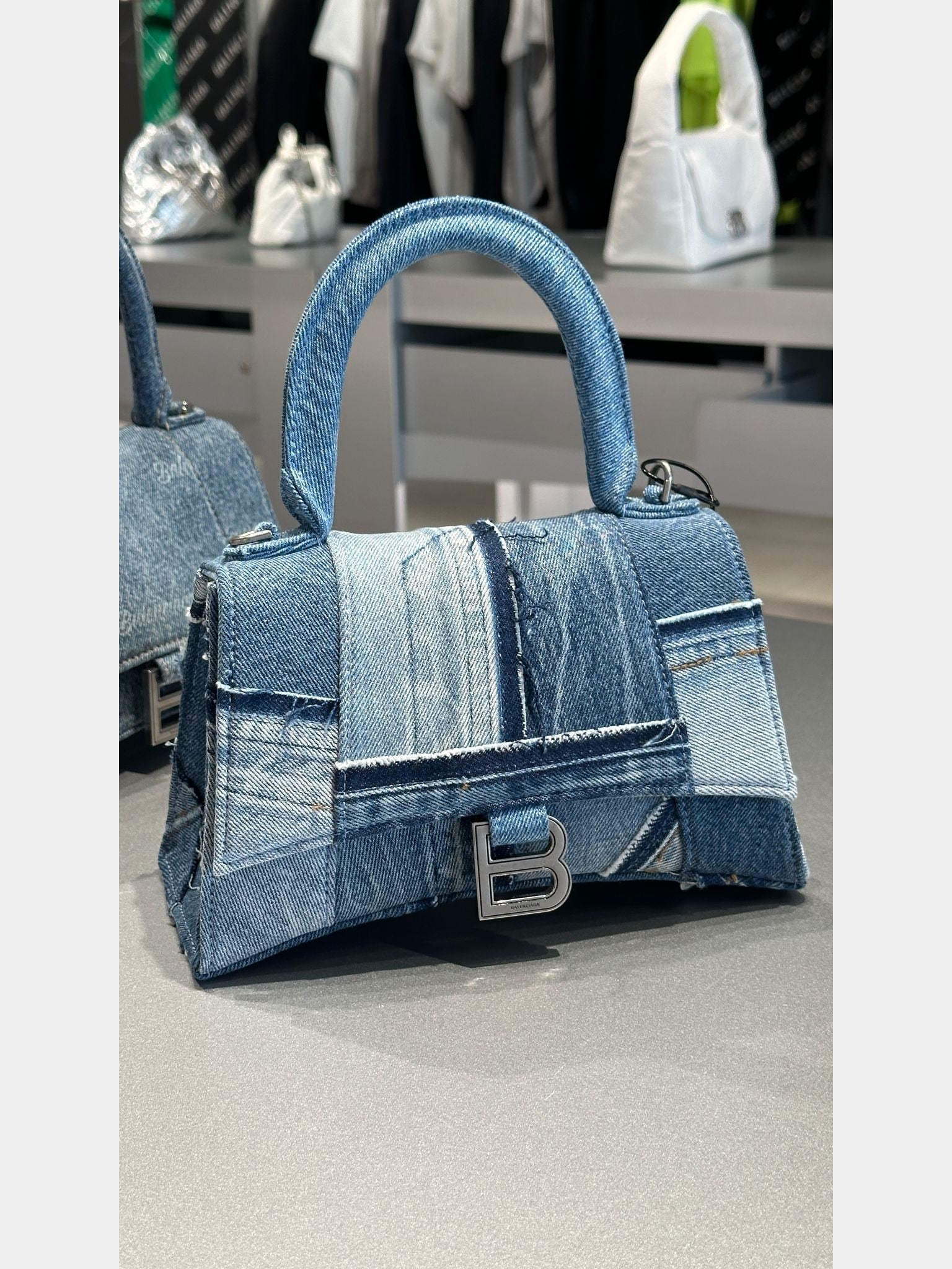Balenciaga Hourglass Top Handle Denim BagBalenciaga